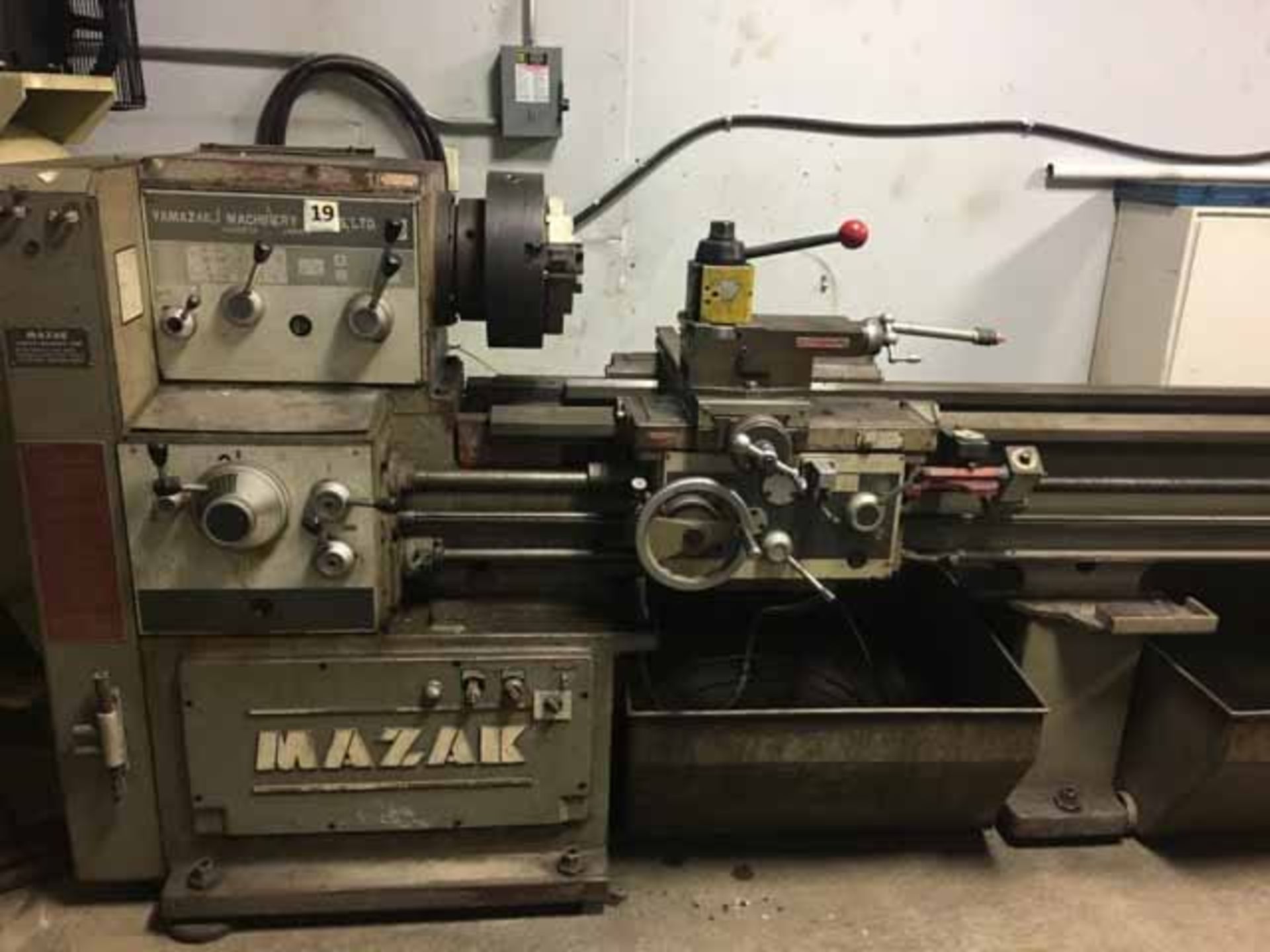 ENGINE LATHE, MAZAK 18" X 72", 3-1/16" spdl. bore, 10-1/8" sw. over crosslide, 25-1/8" sw. in