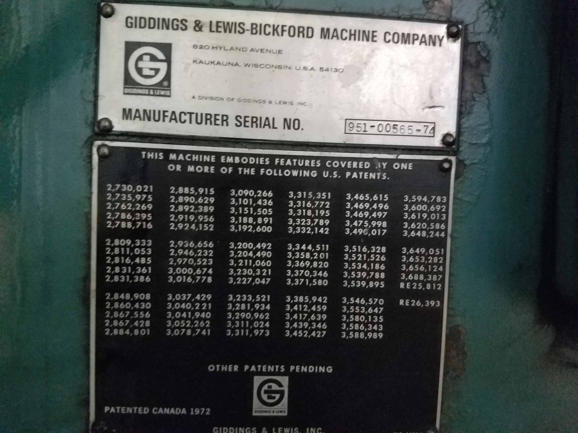 RADIAL ARM DRILL, 3' X 9" GIDDINGS & LEWIS BICKFORD, Chipmaster, S/N 951-00565-74. (Location BB: - Image 4 of 4