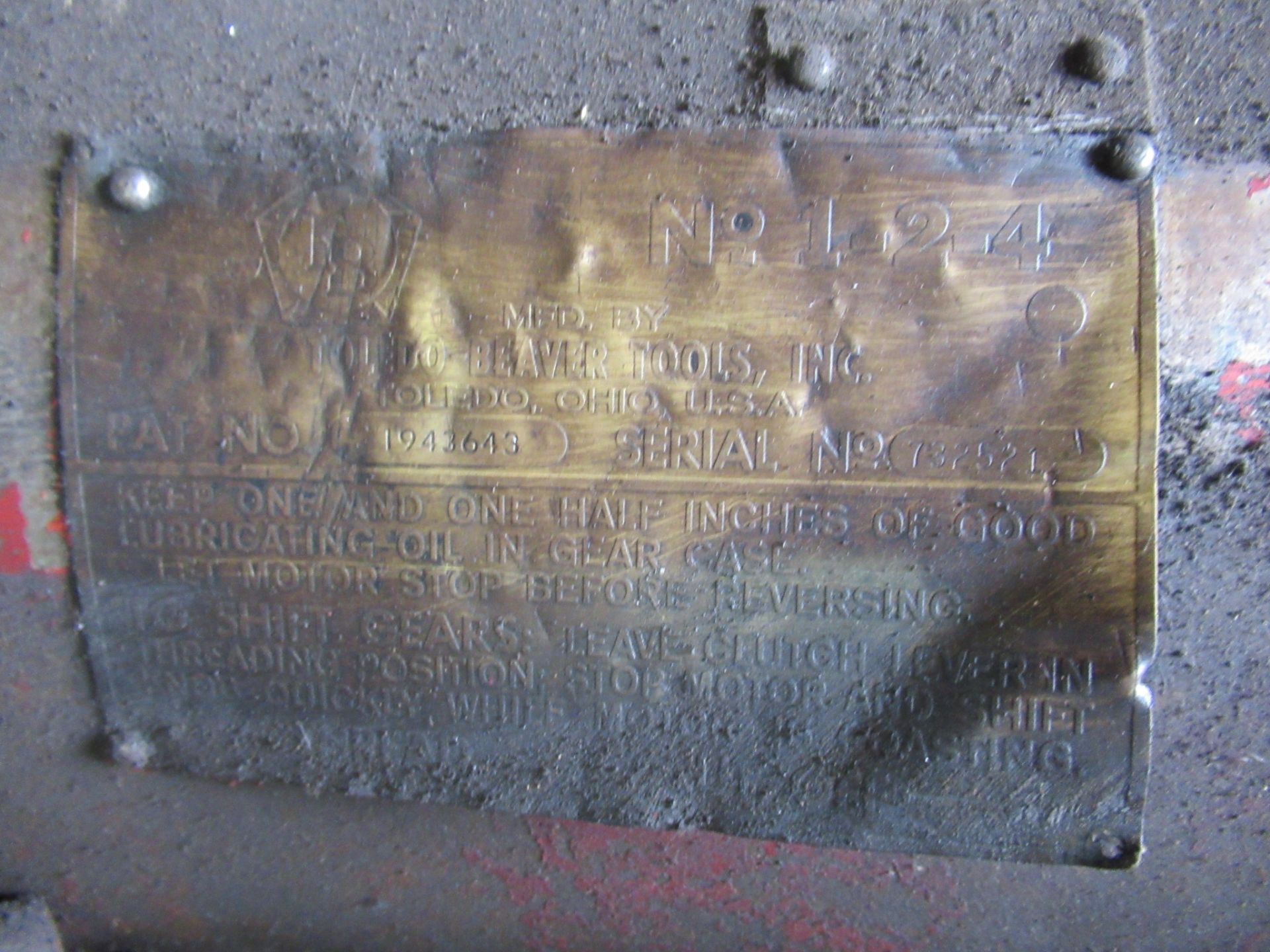 PIPE THREADER, TOLEDO BEAVER MDL. 1-2-4, w/(15) dies (Location L: Maxim Silencers, 10635 Brighton - Image 3 of 4