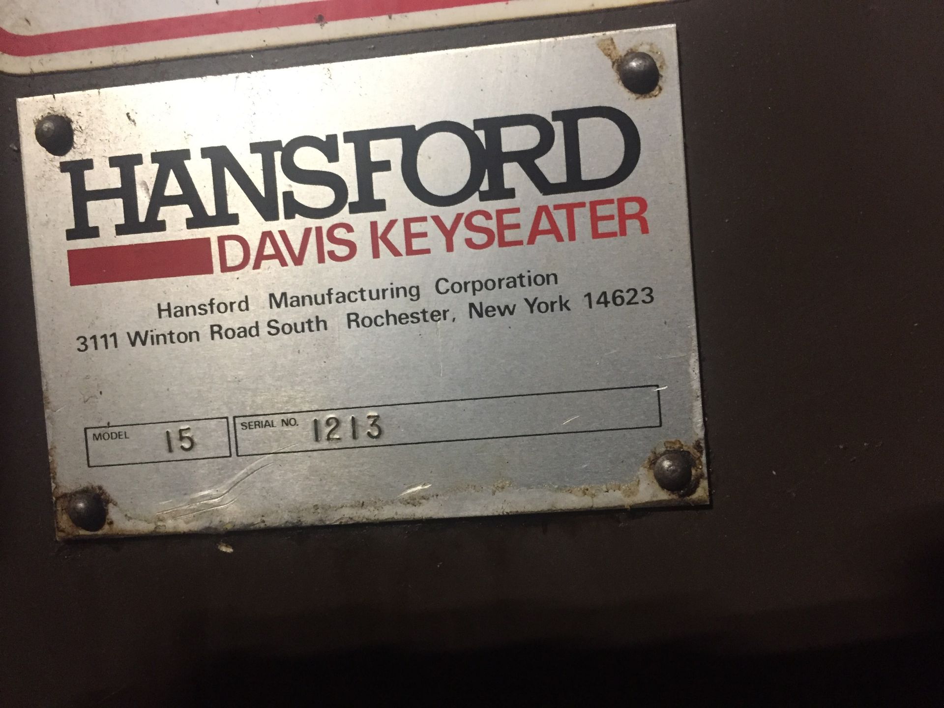 KEYSEATER, HANSFORD DAVIS MDL. 15, 1/16" - 1-1/2" keyway cap., 12" length of cut, 4-1/2" stroke, 19" - Image 4 of 4