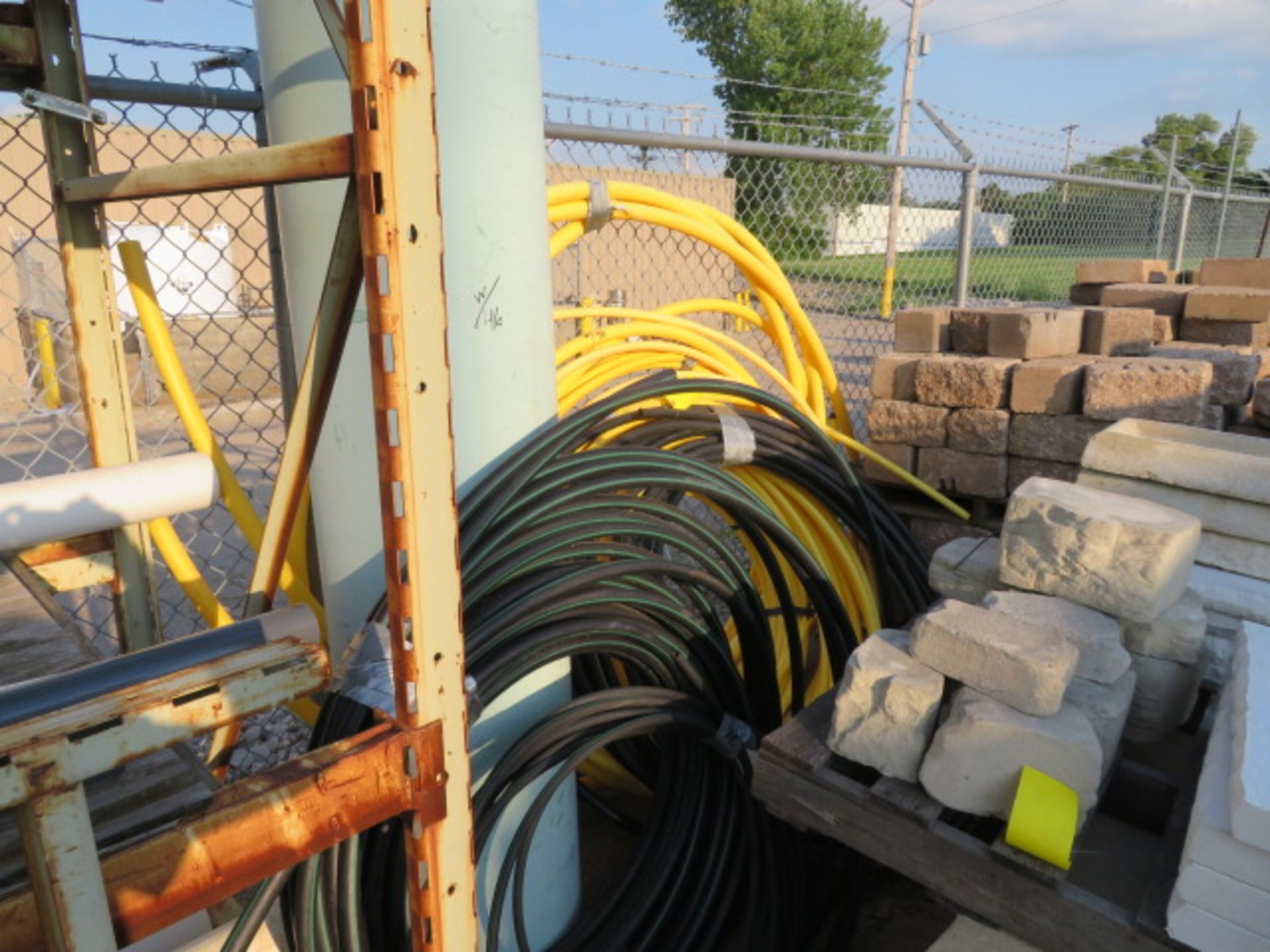LOT CONSISTING OF: 3-tier rack loaded with various size & length tube & pipe, large pipe, gas tubing - Image 4 of 6
