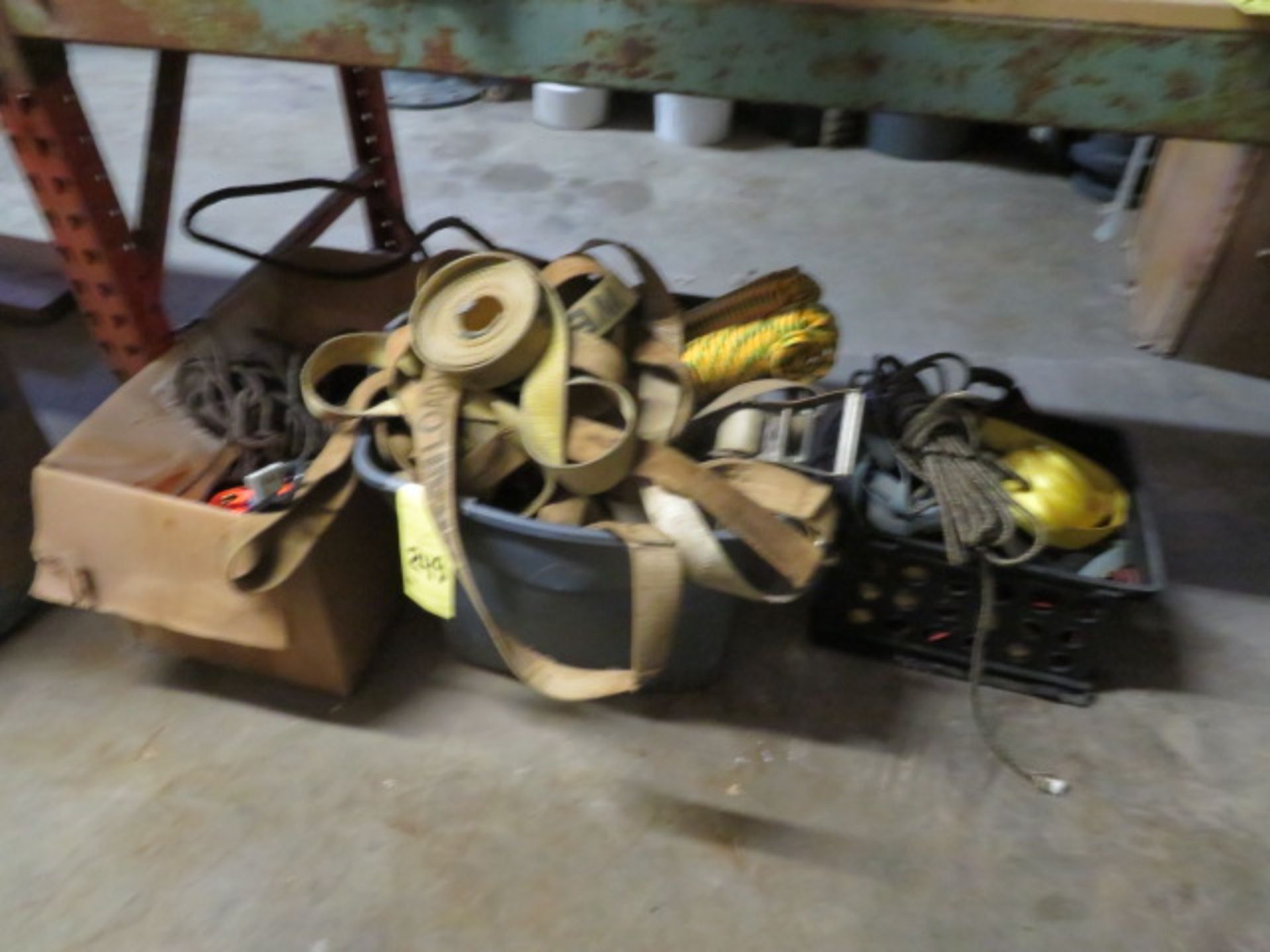 LOT CONSISTING OF: tie down nylon straps, rope, rachet straps, (three containers) - Image 4 of 4