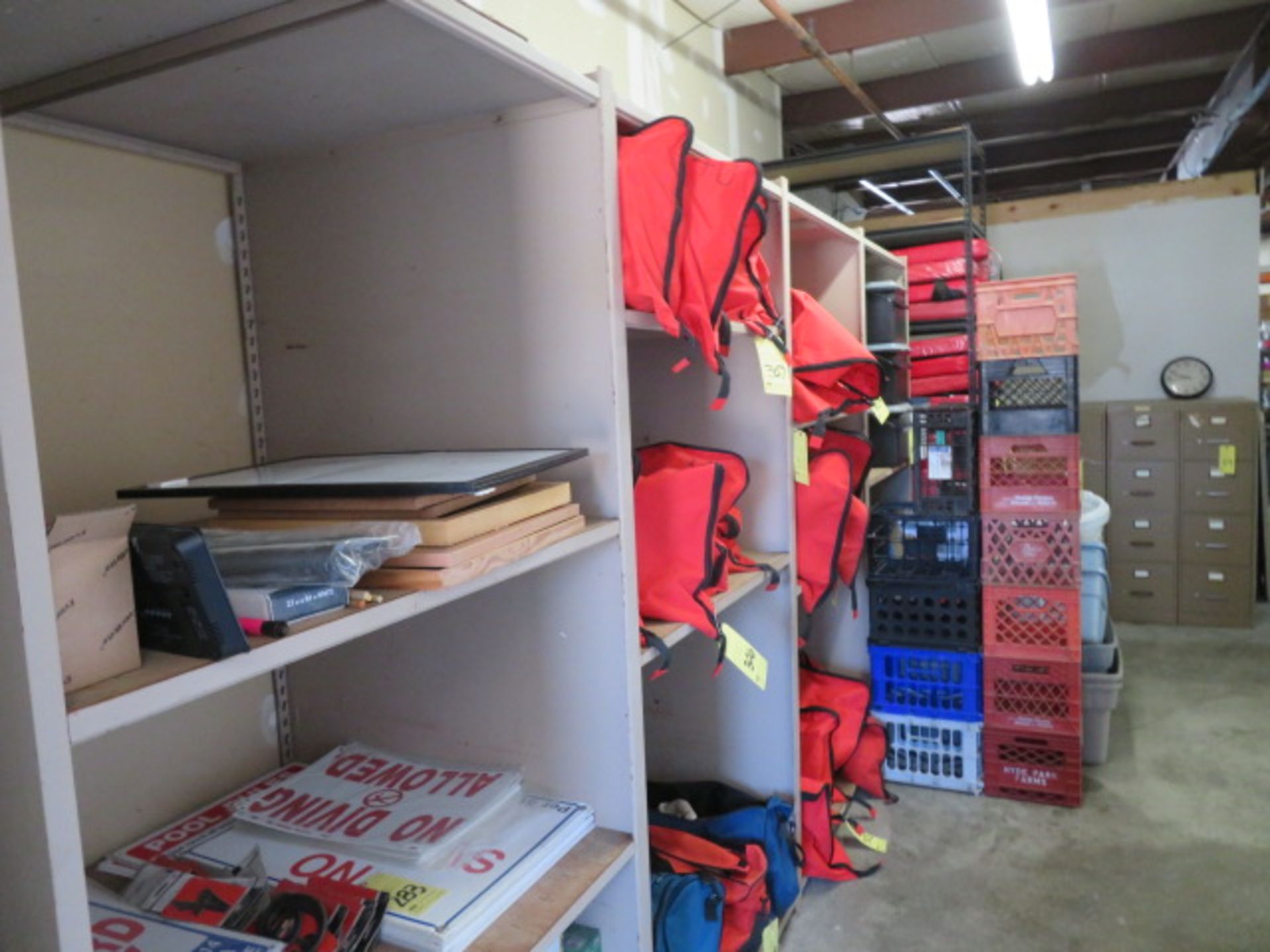 LOT OF METAL STORAGE SHELVING (4) sections. (Note: contents on or around shelves are not included) - Image 2 of 2