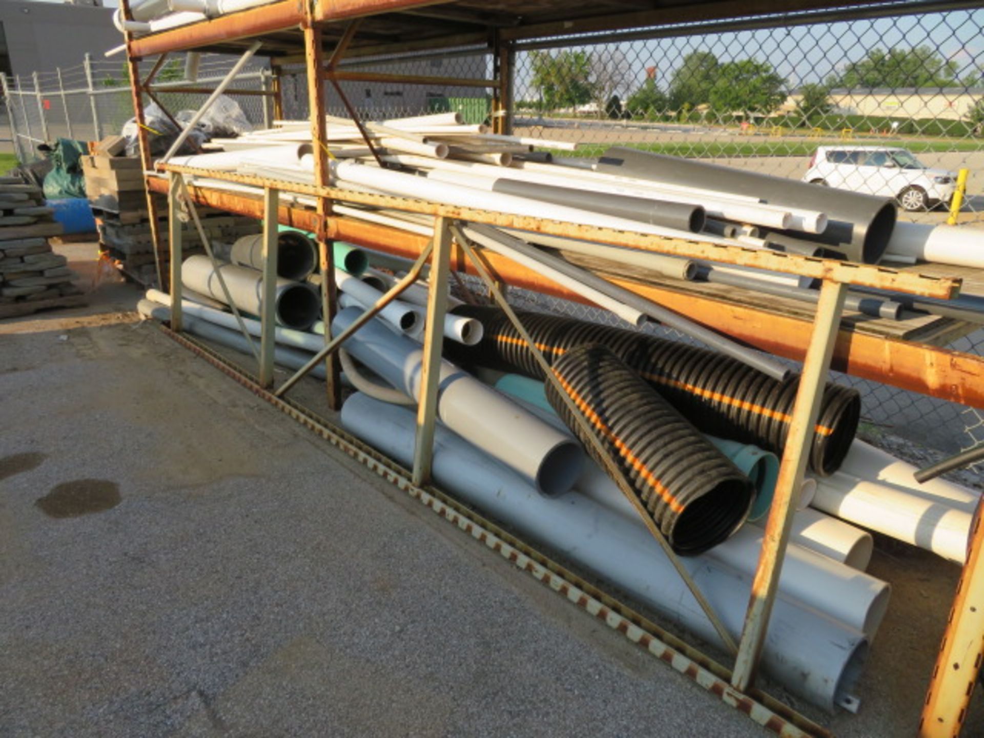 LOT CONSISTING OF: 3-tier rack loaded with various size & length tube & pipe, large pipe, gas tubing