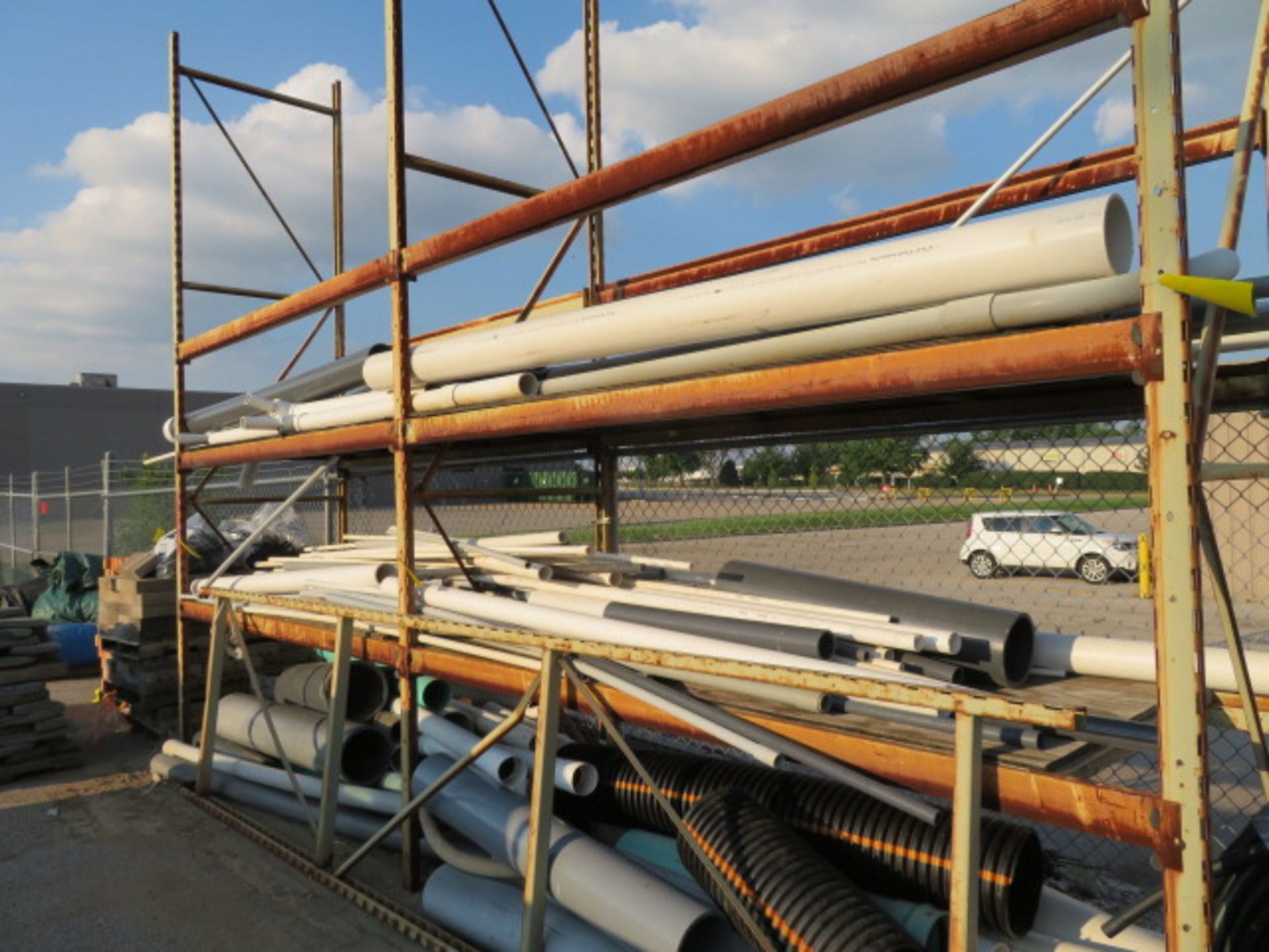 LOT CONSISTING OF: 3-tier rack loaded with various size & length tube & pipe, large pipe, gas tubing - Image 2 of 6