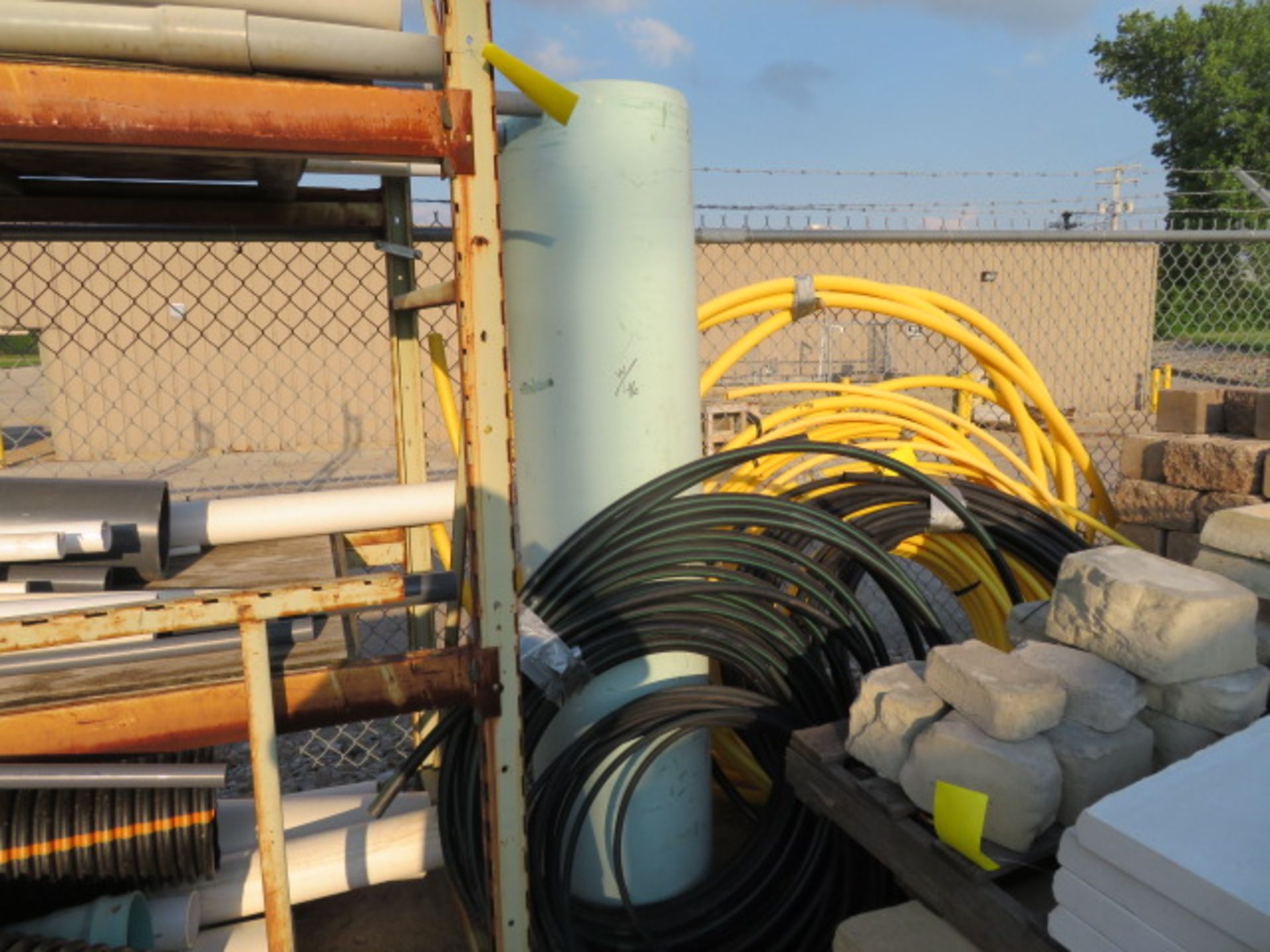 LOT CONSISTING OF: 3-tier rack loaded with various size & length tube & pipe, large pipe, gas tubing - Image 3 of 6