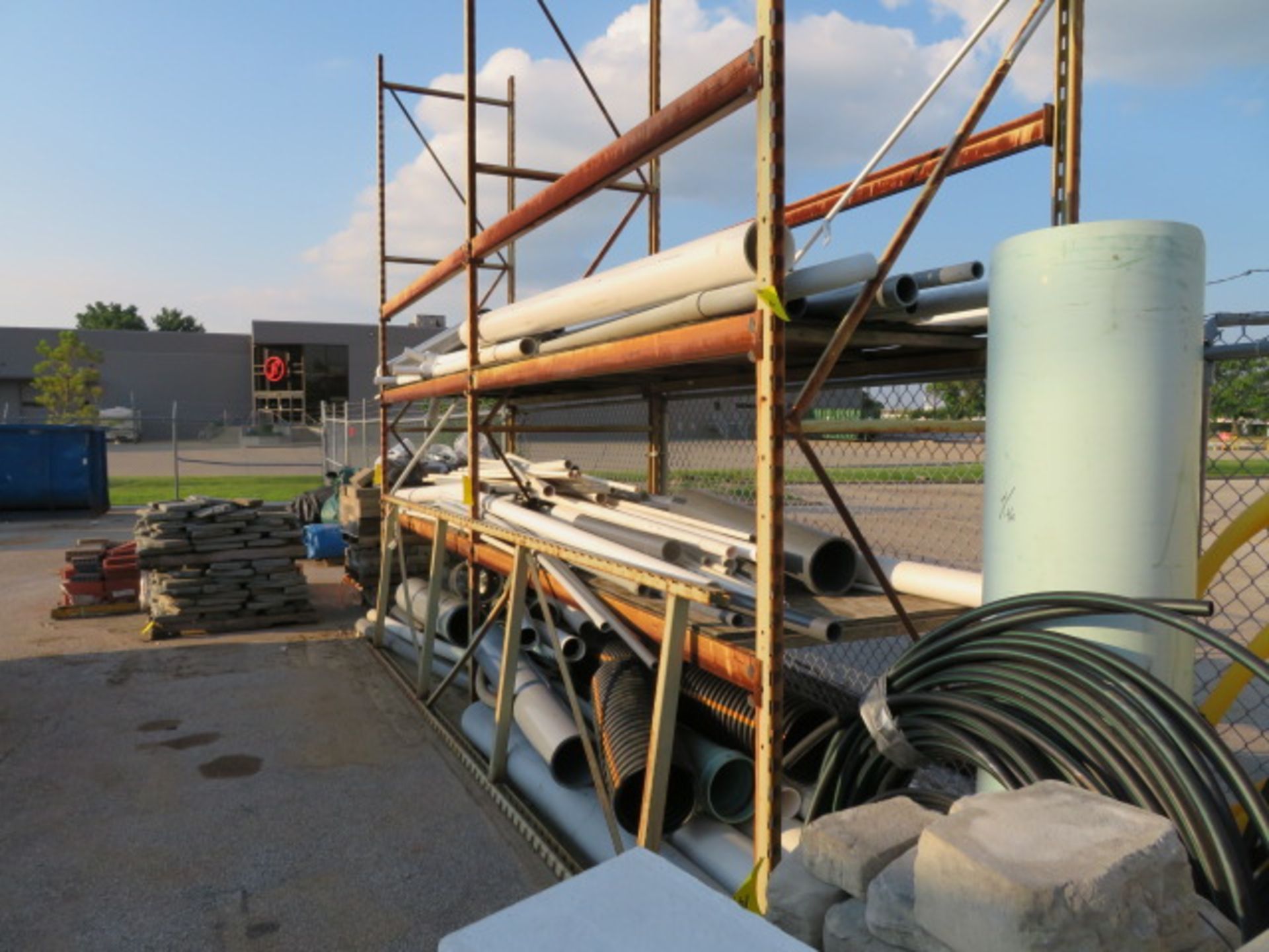 LOT CONSISTING OF: 3-tier rack loaded with various size & length tube & pipe, large pipe, gas tubing - Image 6 of 6
