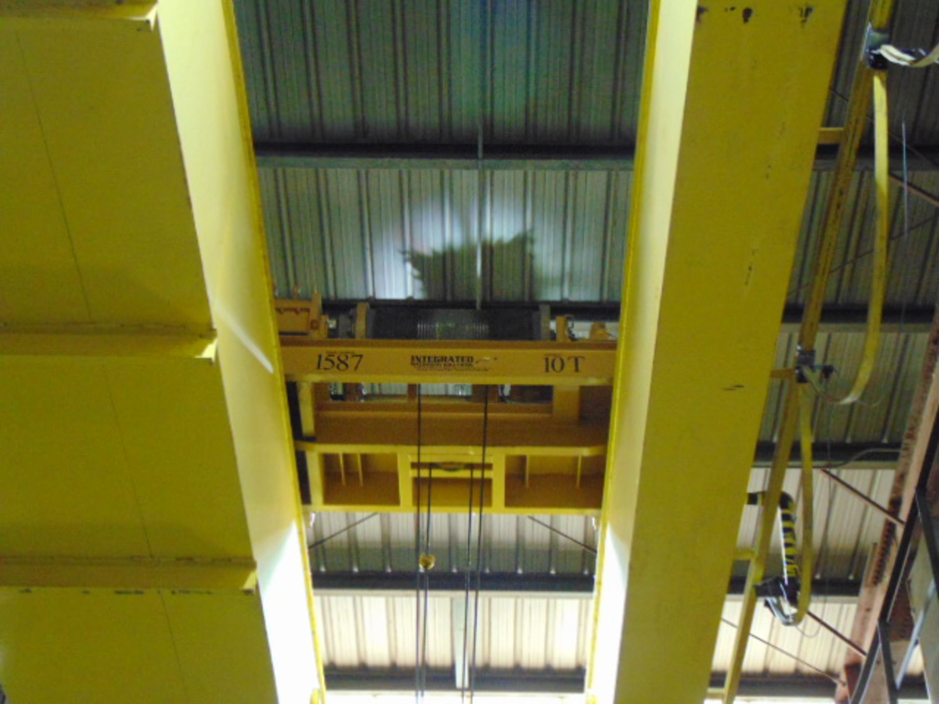 OVERHEAD BRIDGE CRANE, PROGRESSIVE 10 T. X APPROX. 73’ SPAN, top running, box girder, cab/pendant/ - Image 5 of 5