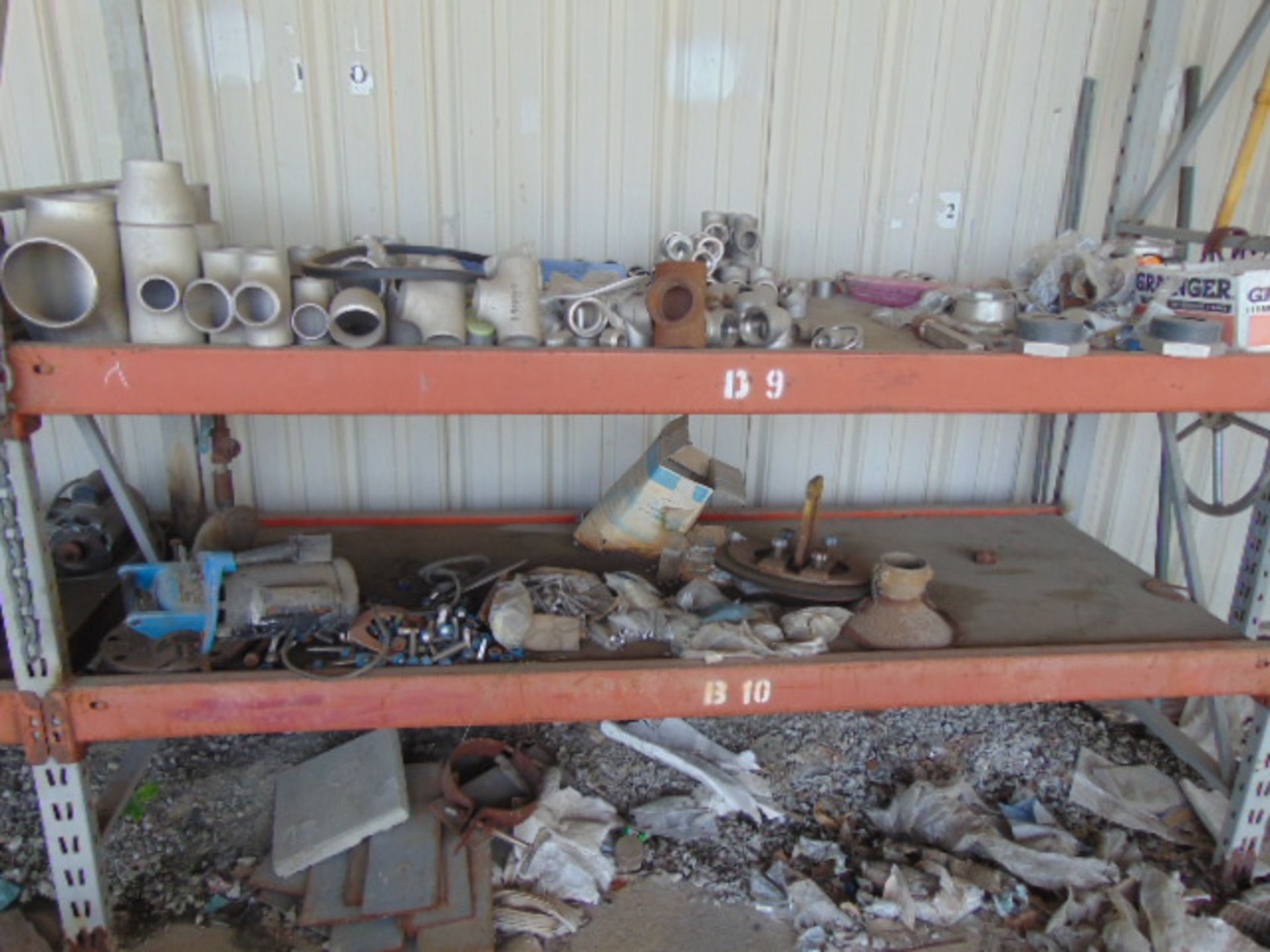 LOT CONSISTING OF: pipe fittings, w/(4) sections pallet rack & cabinet, assorted - Image 4 of 6