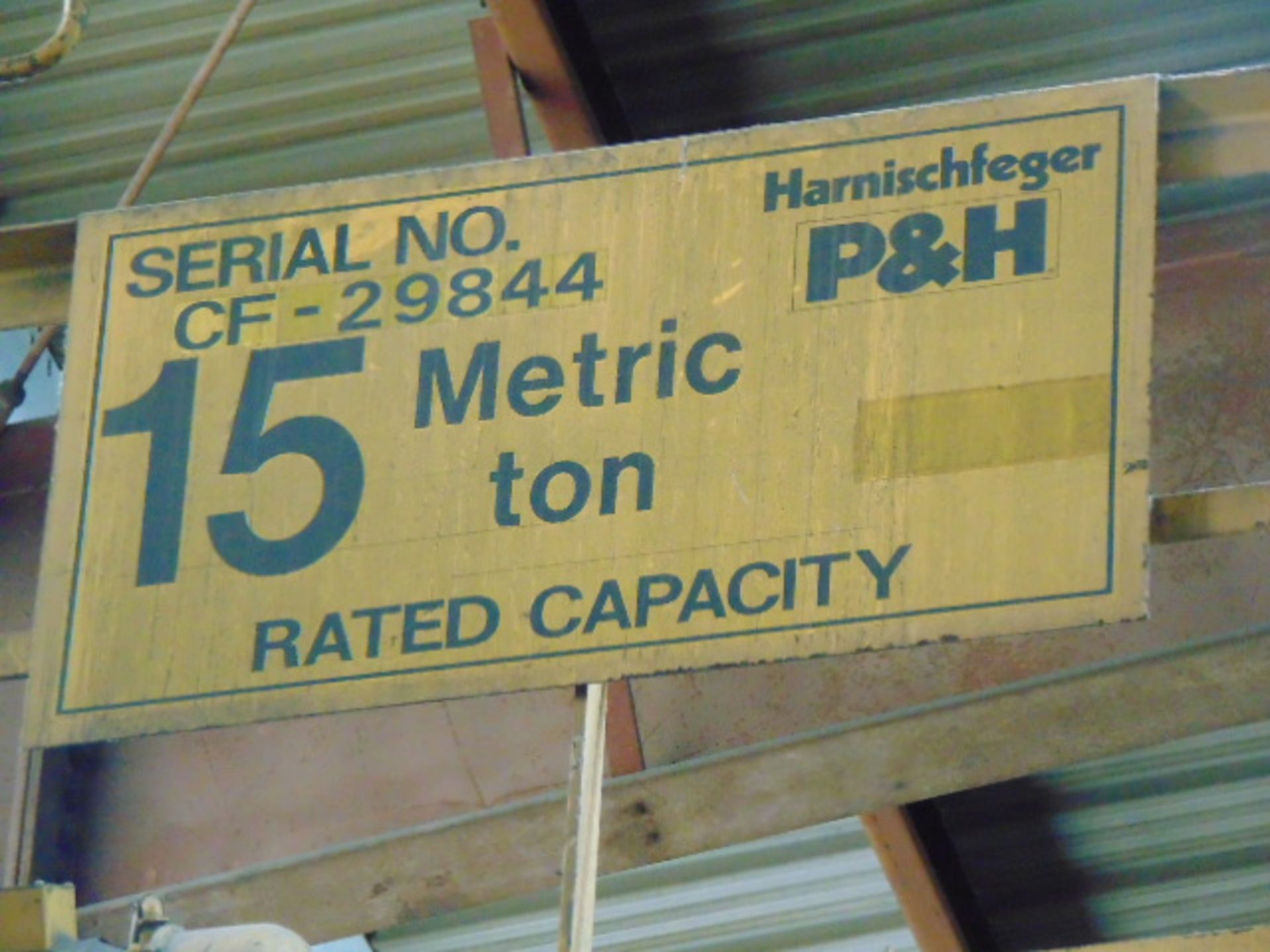 OVERHEAD BRIDGE CRANE, P&H 15 T. X APPROX. 75'-6" SPAN, top running, dbl. box girder, radio control, - Image 2 of 5