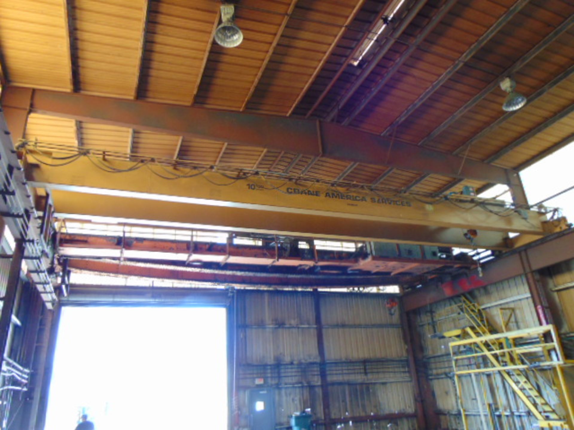 OVERHEAD BRIDGE CRANE, CRANE AMERICA SERVICES 10 T. X 50' SPAN, top running, dbl. box girder, dbl.