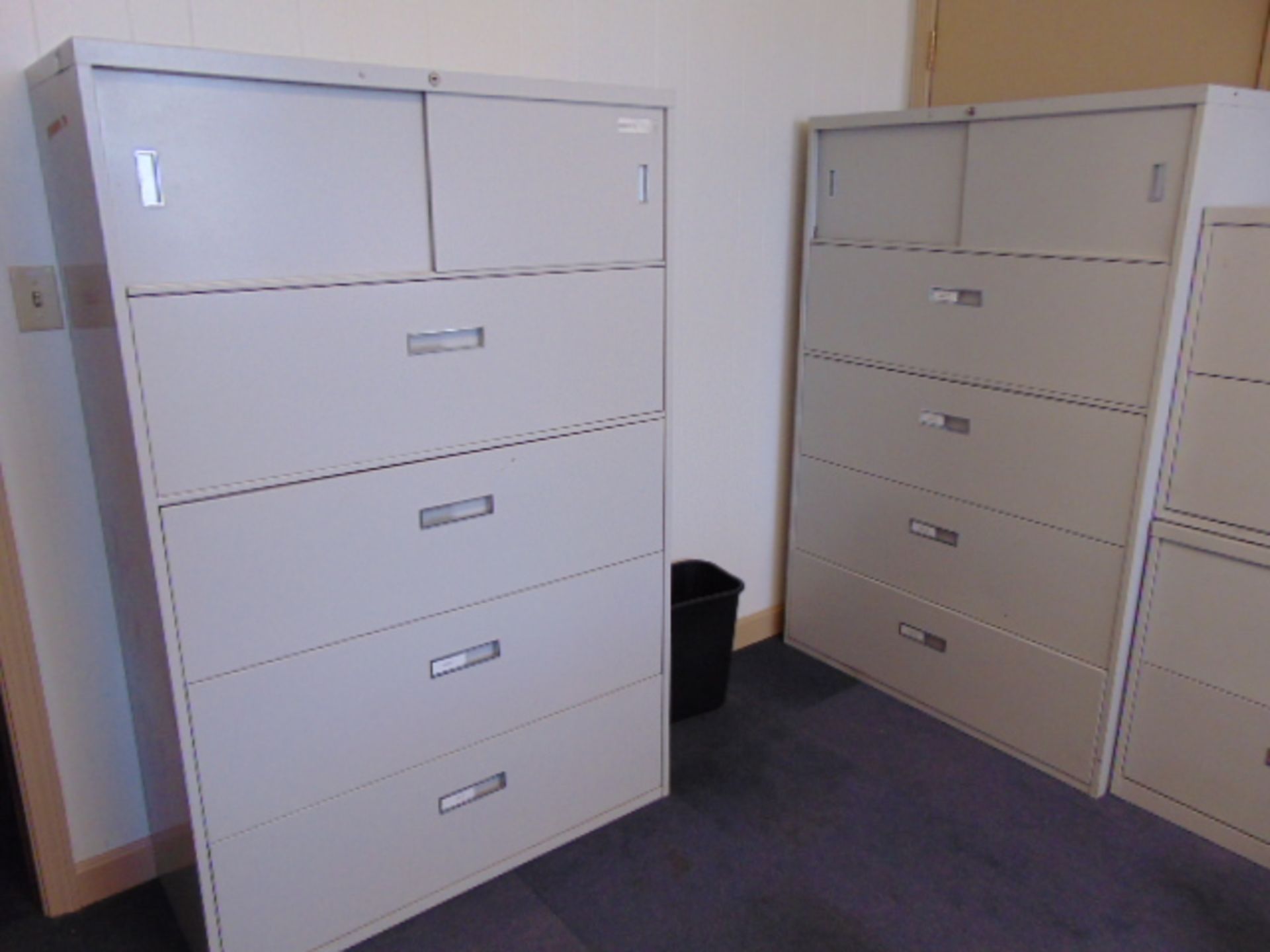 LOT CONSISTING OF: (6) lateral file cabinets, (3) 2-door supply cabinets & table (located upstairs) - Image 2 of 3