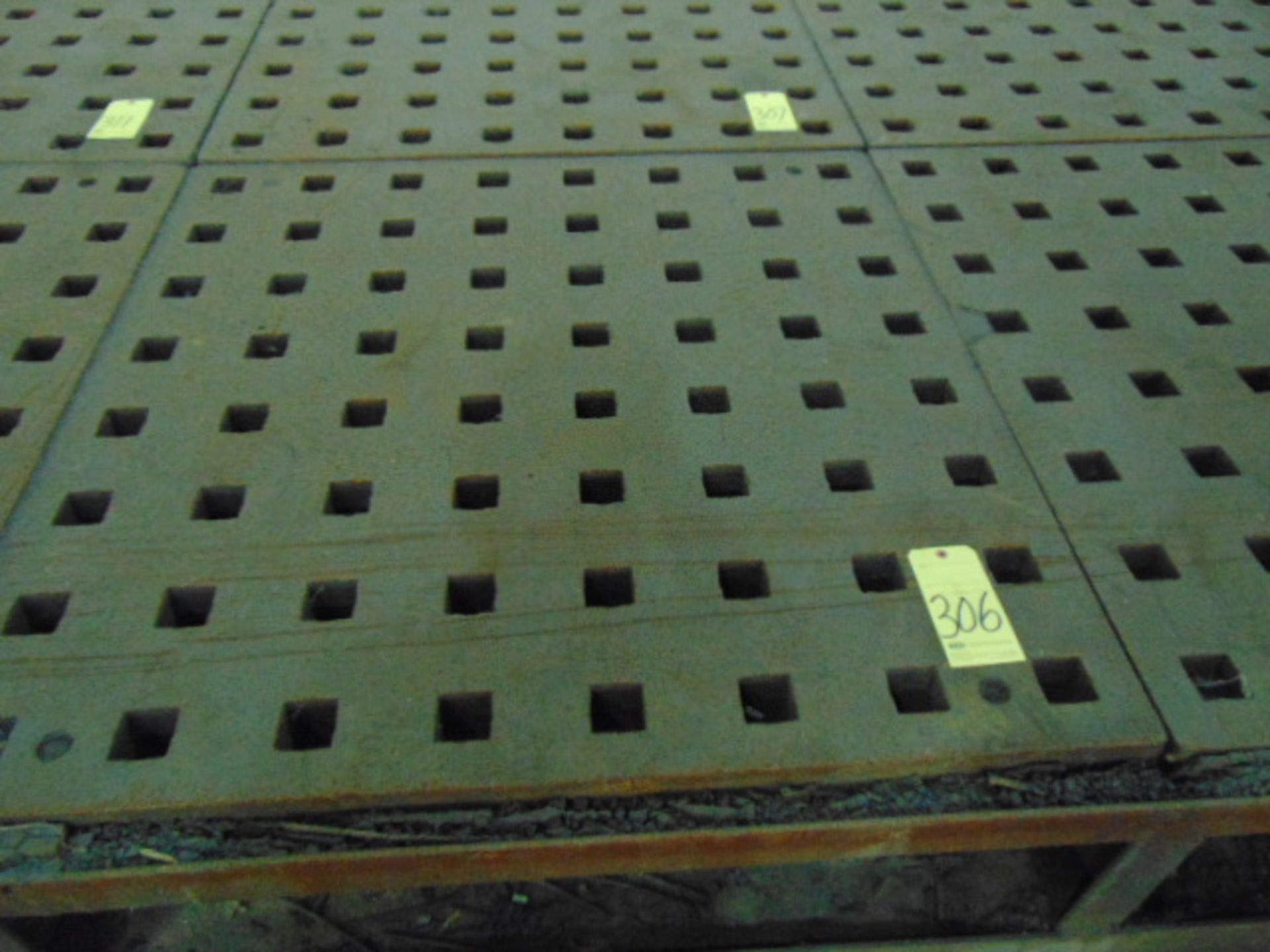 PLATEN WELDING TABLE, ACORN, 48" sq., currently mtd. in sgl. fabricated frame arrangement