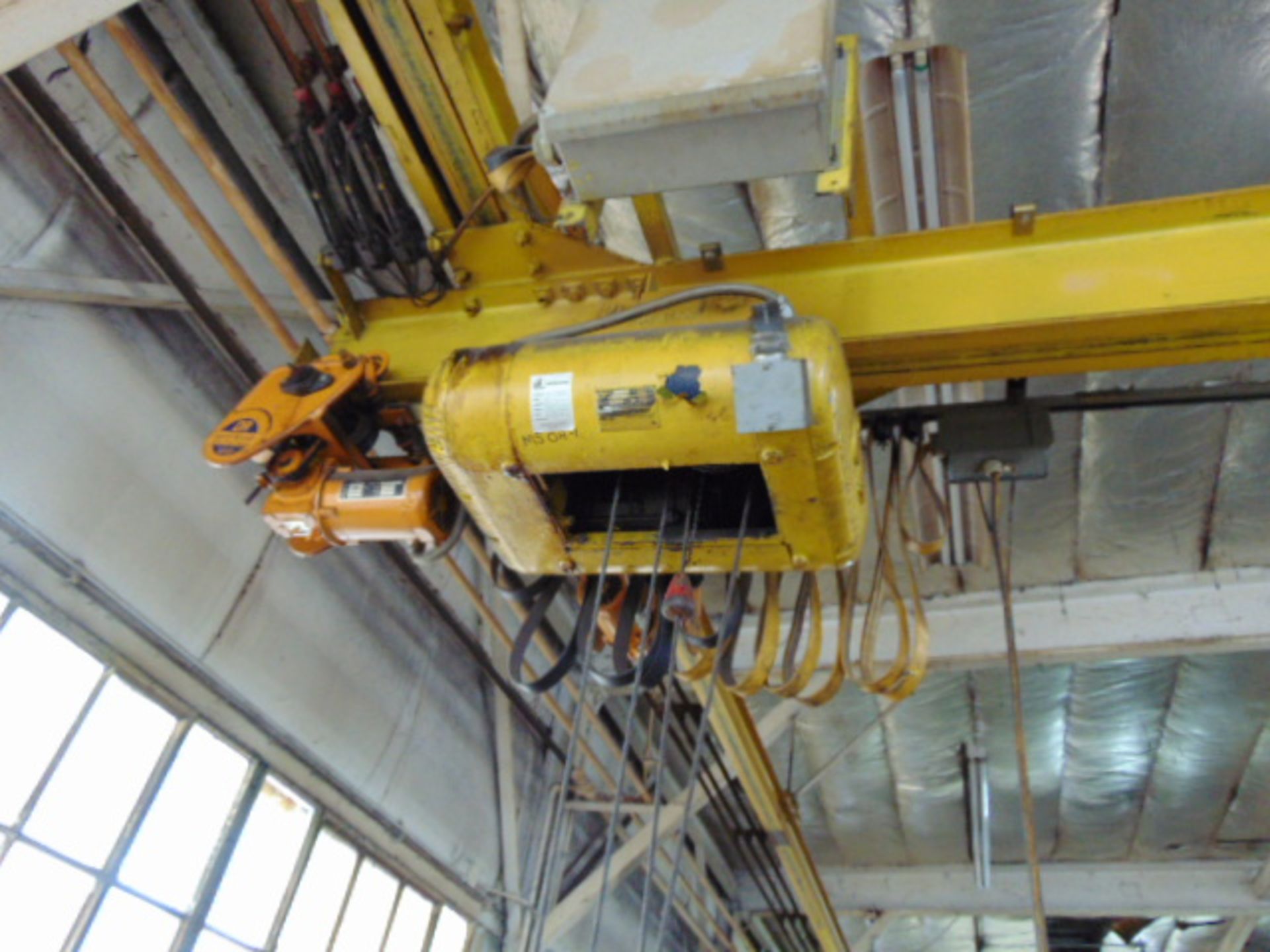 OVERHEAD BRIDGE CRANE, 1-1/2 T. x 21' span, underhung, sgl. girder, CM 1/2 T. cable hoist, w/ - Image 2 of 4