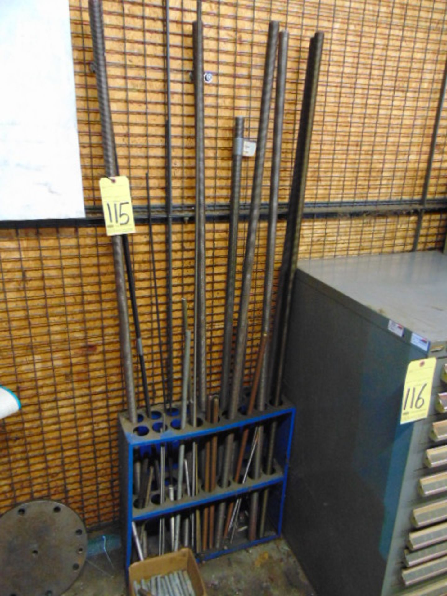 LOT OF RAW MATERIAL: assorted threaded rod (on rack)