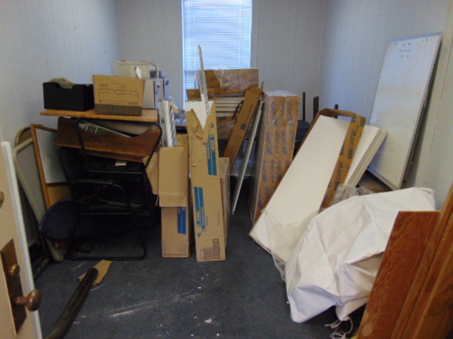 LOT CONSISTING OF: ceiling tiles, chairs, etc., assorted (in one room) (located upstairs)