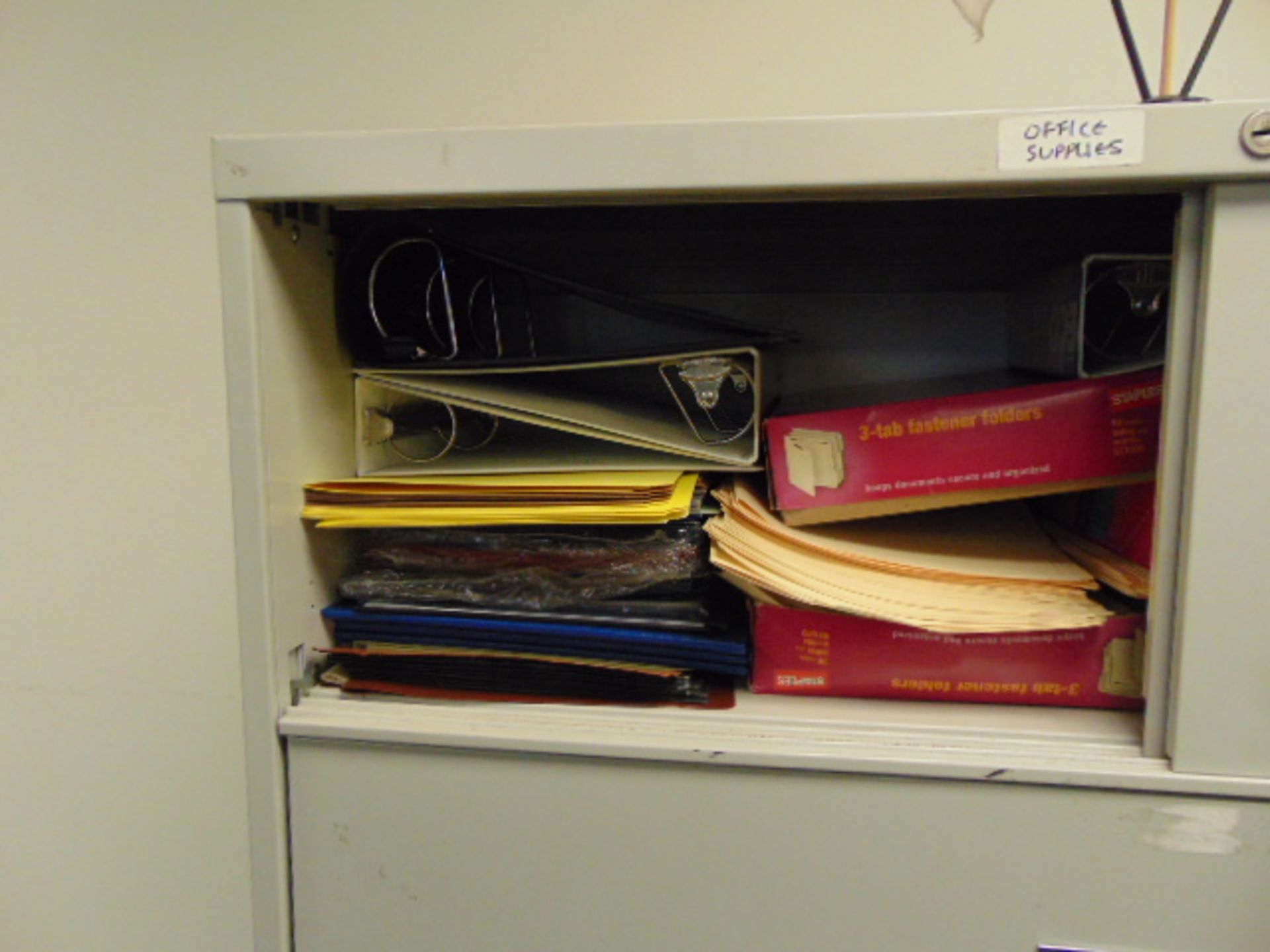LOT OF LATERIAL FILE CABINETS (4), w/office supplies - Image 2 of 14