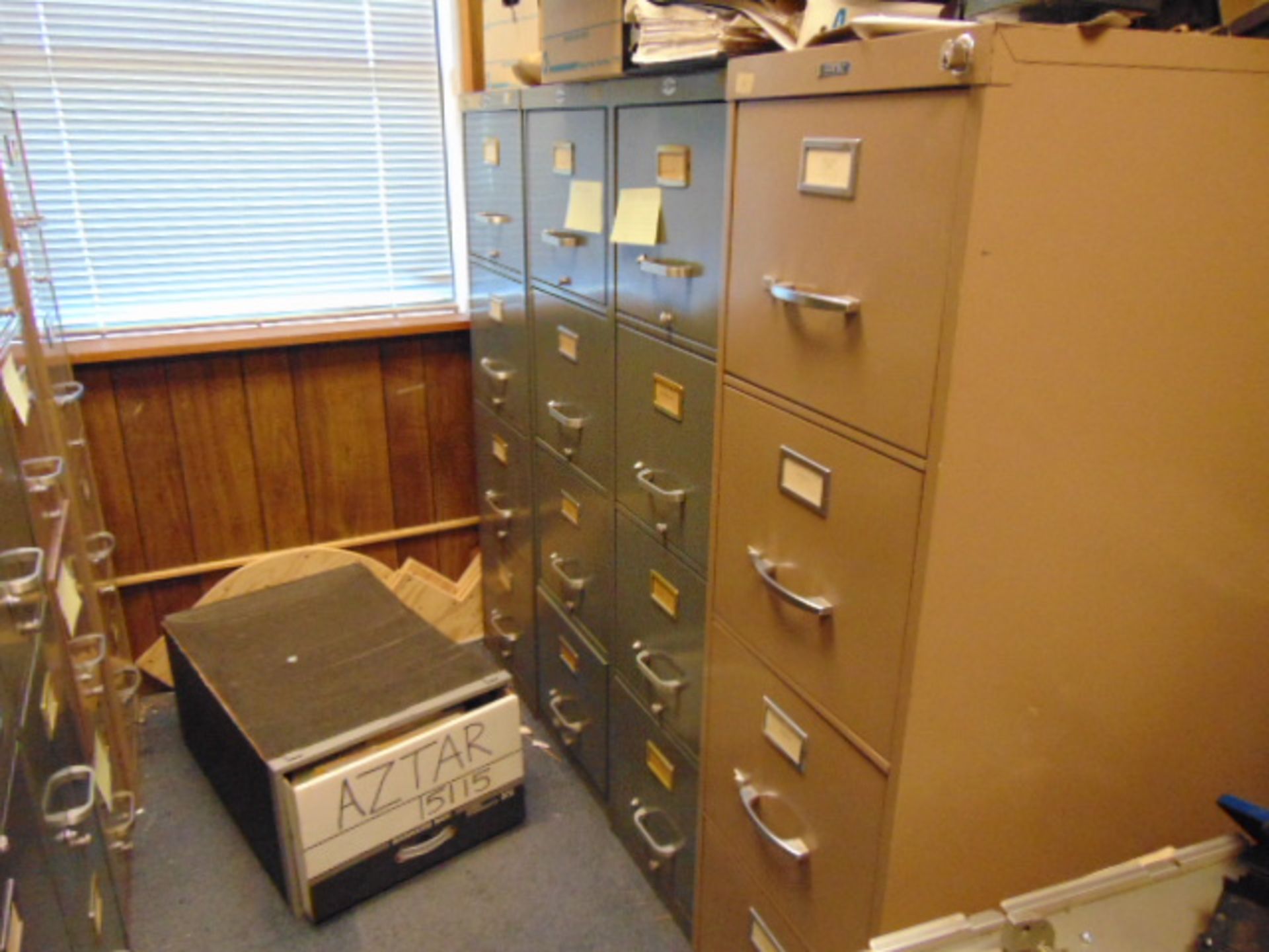 LOT CONSISTING OF: desk, credenza, file cabinets (in two rooms located upstairs)