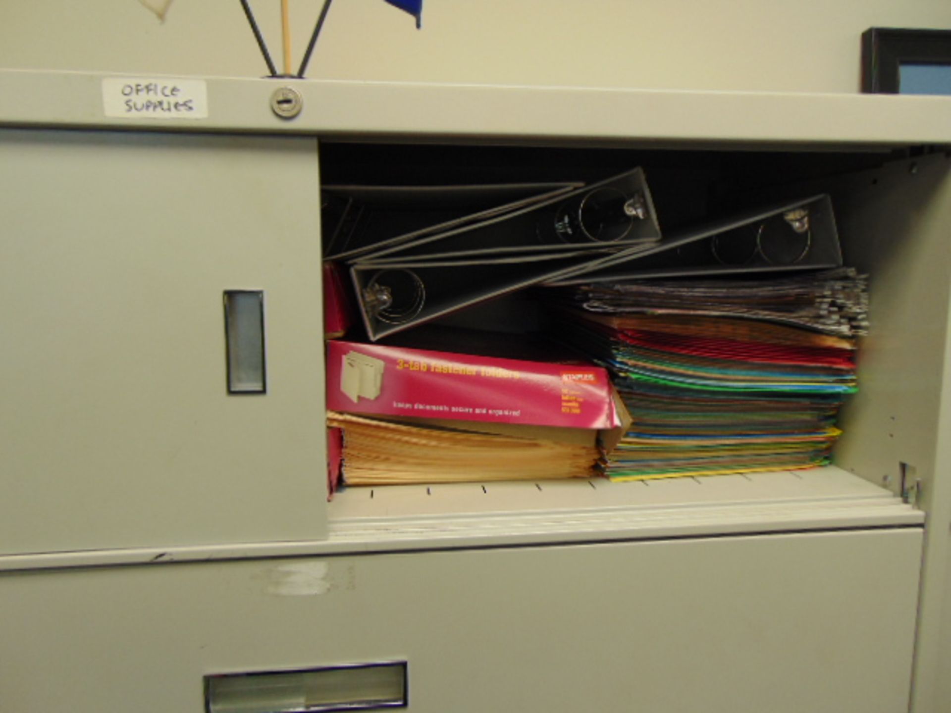 LOT OF LATERIAL FILE CABINETS (4), w/office supplies - Image 3 of 14