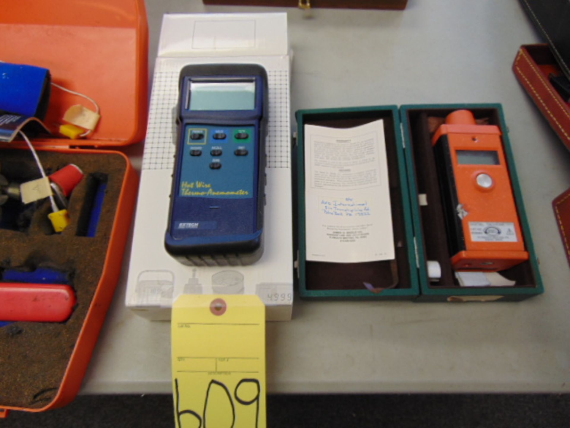 LOT CONSISTING OF: hot wire thermo-anemometer & digital tachometer