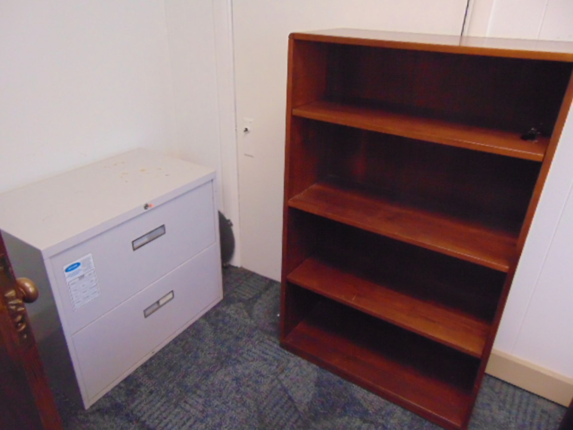 LOT CONSISTING OF: desk, table, credenza, chair & (3) bookcases - Image 3 of 3