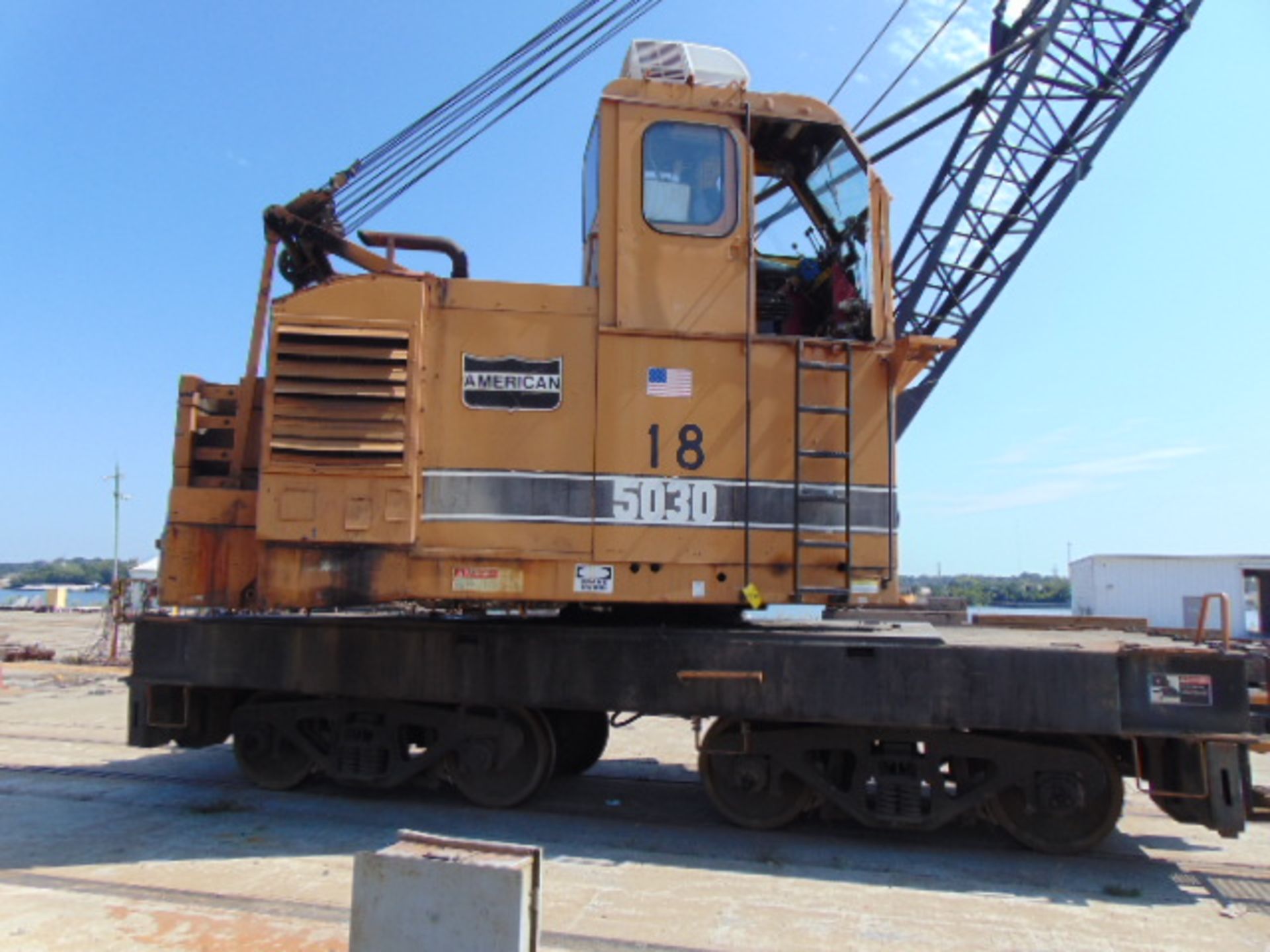 LOCOMOTIVE CRANE, AMERICAN MDL. 5030 DE DIESEL-ELECTRIC: new 1981, 60,000 lb. rated capacity, 60’ - Image 2 of 14