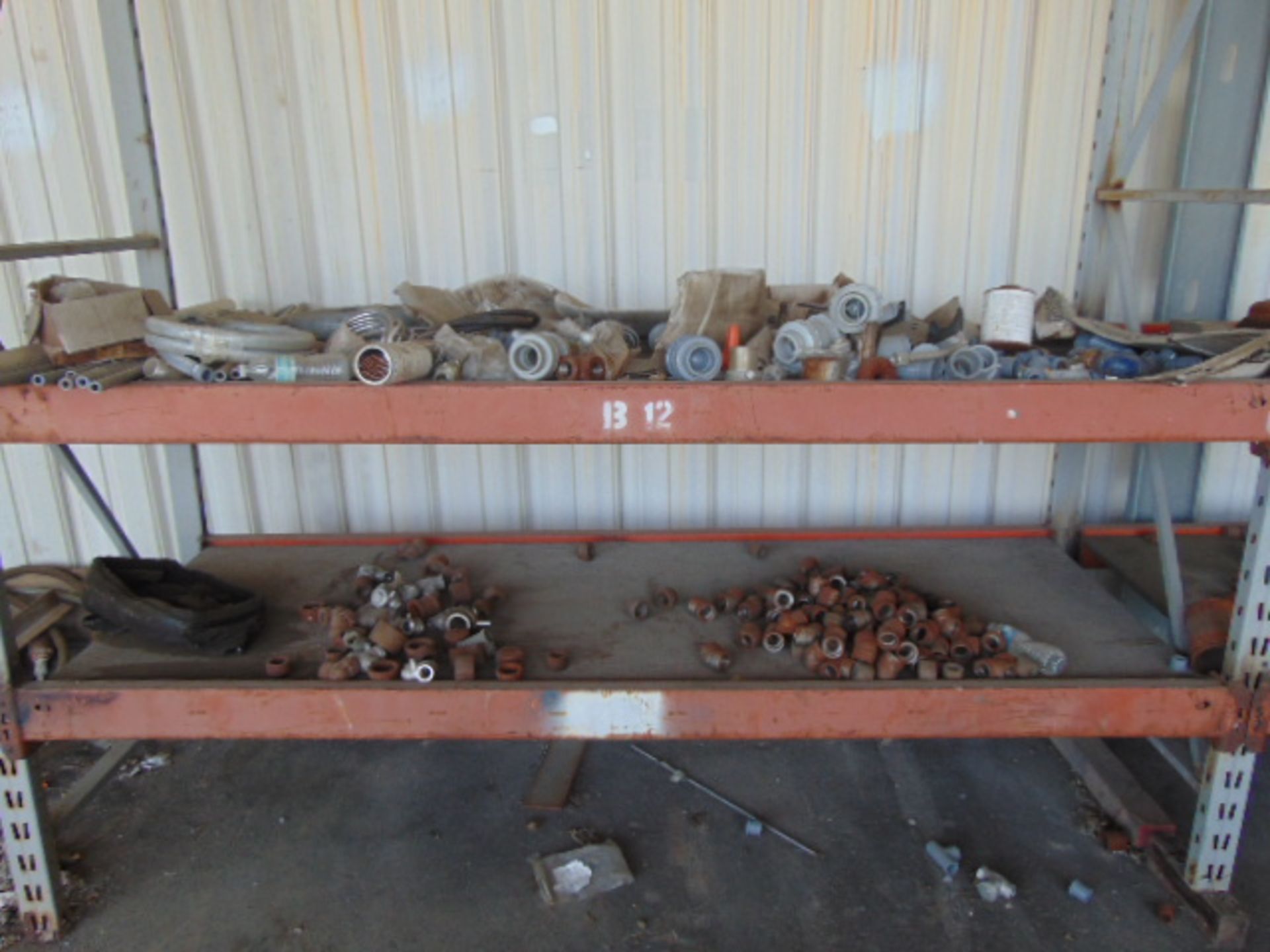 LOT CONSISTING OF: pipe fittings, w/(4) sections pallet rack & cabinet, assorted - Image 5 of 6