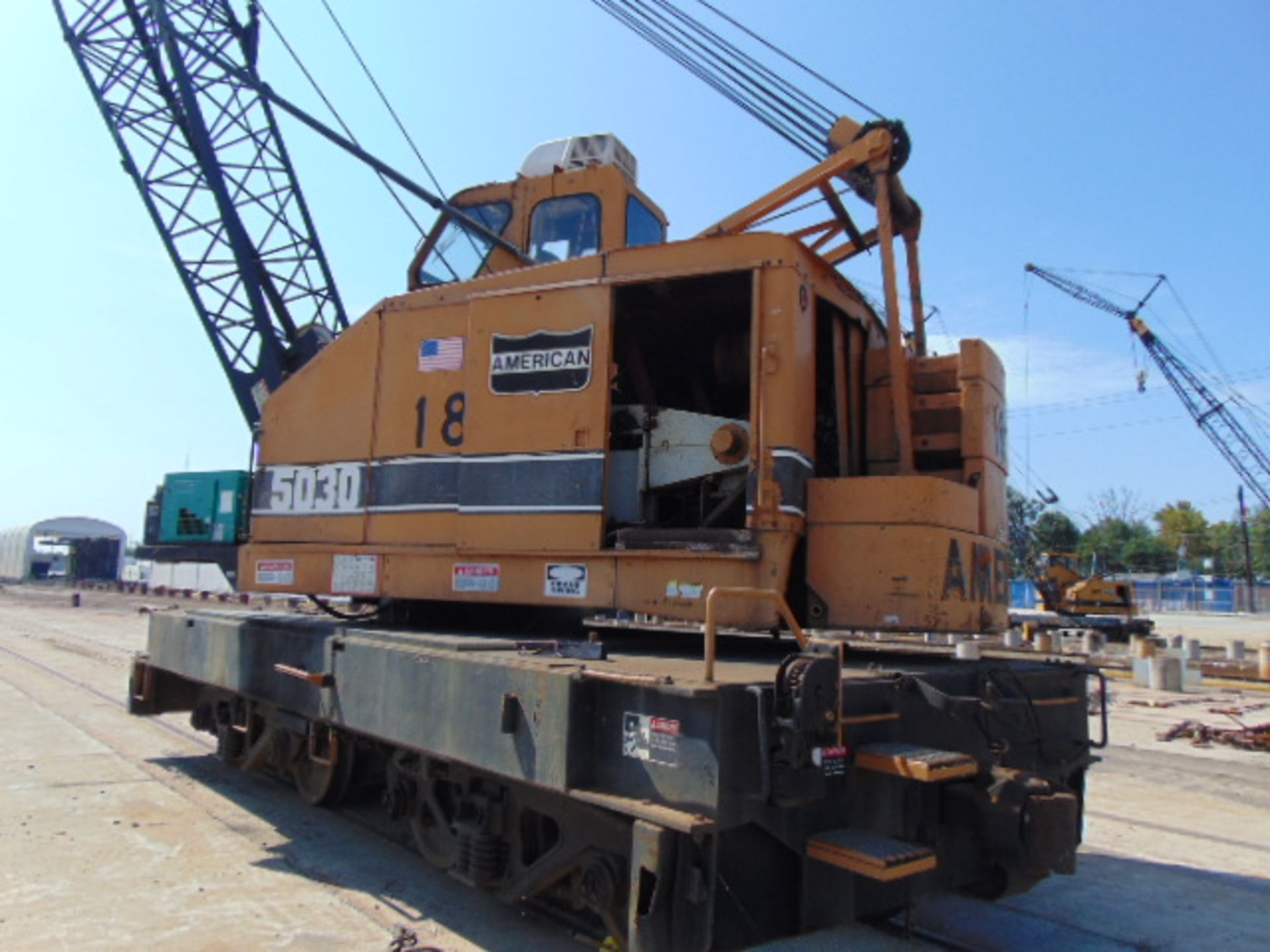 LOCOMOTIVE CRANE, AMERICAN MDL. 5030 DE DIESEL-ELECTRIC: new 1981, 60,000 lb. rated capacity, 60’ - Image 7 of 14