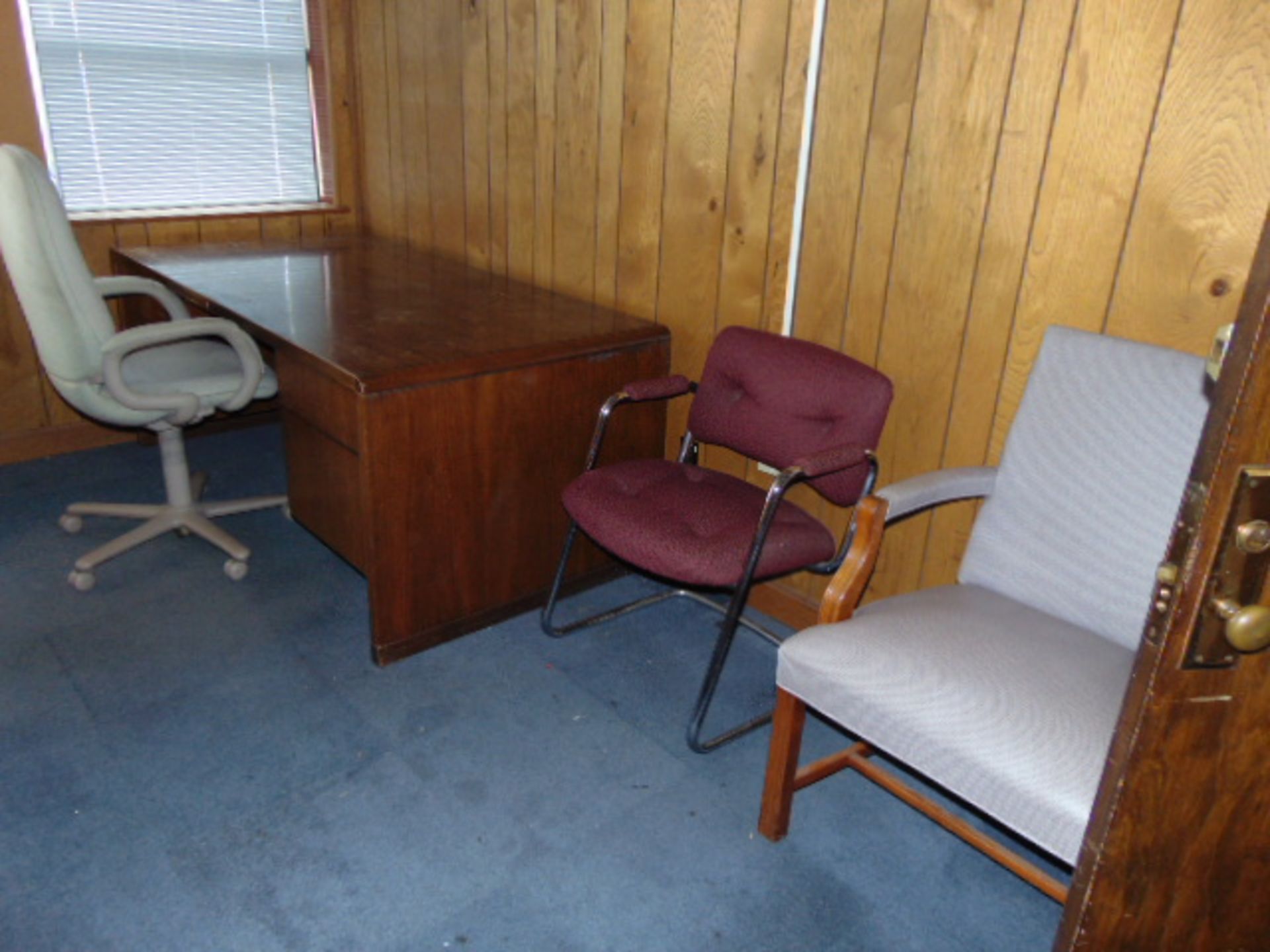 LOT CONSISTING OF: desk, credenza, file cabinets (in two rooms located upstairs) - Image 3 of 4