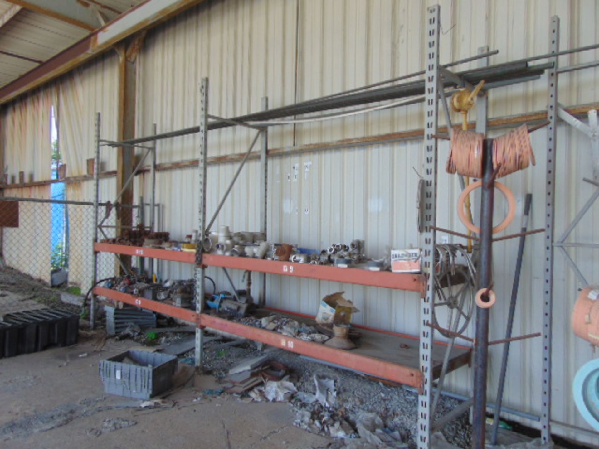 LOT CONSISTING OF: pipe fittings, w/(4) sections pallet rack & cabinet, assorted - Image 2 of 6