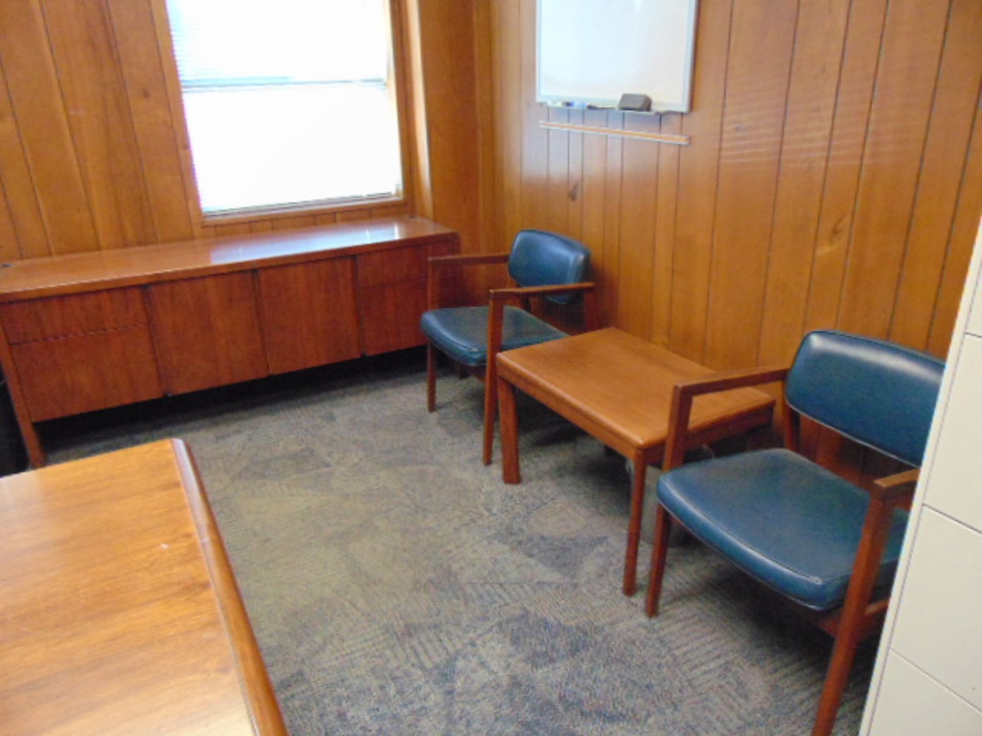 LOT CONSISTING OF: table, credenza, lateral file cabinet & (3) chairs - Image 2 of 4