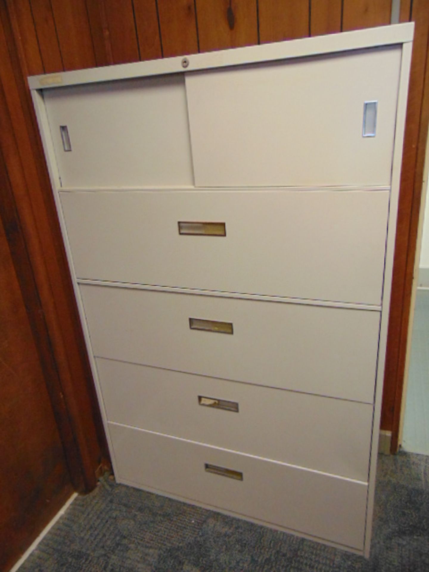 LOT CONSISTING OF: desk, credenza, (3) file cabinets, & (3) chairs, assorted - Image 2 of 2