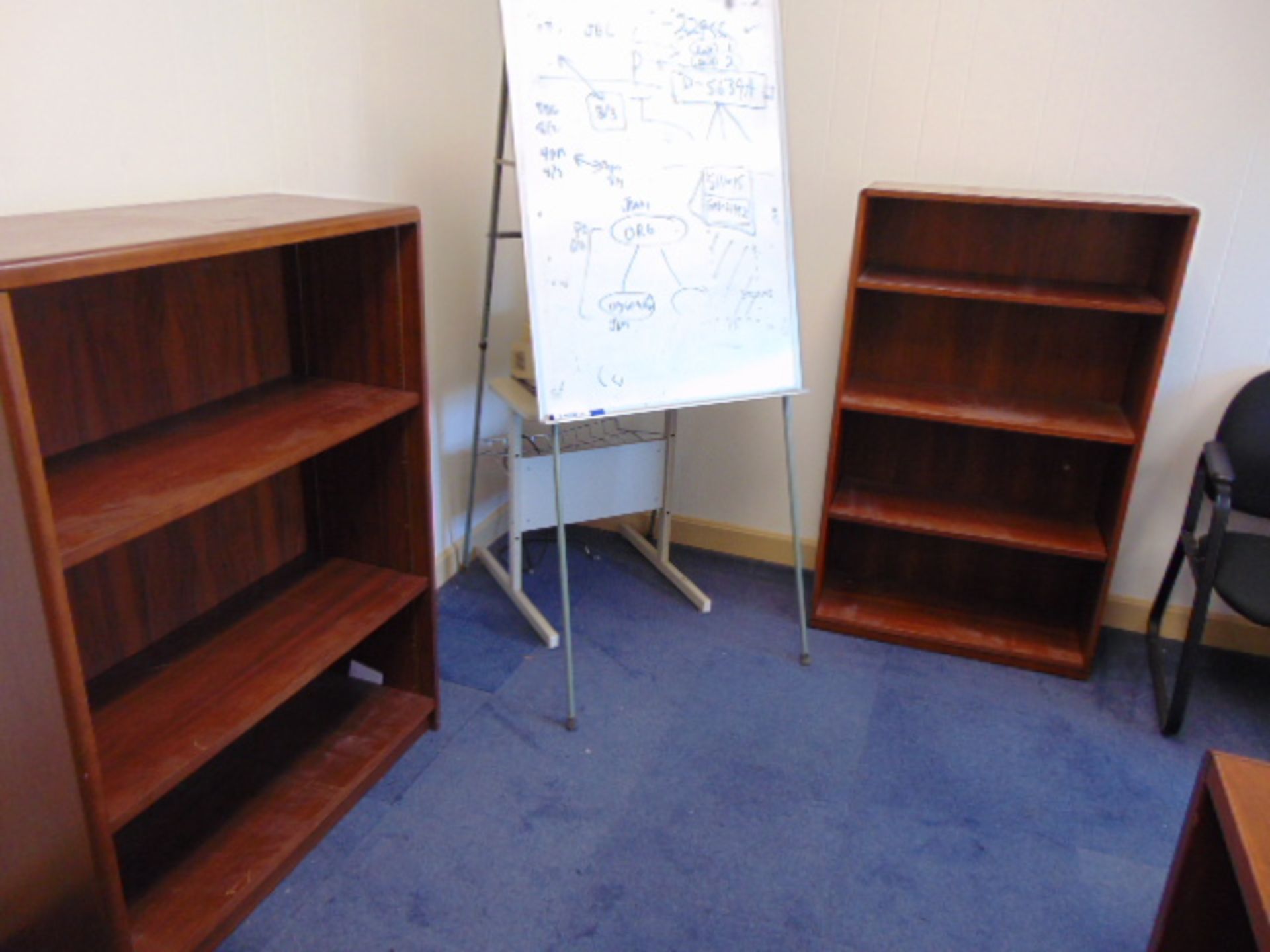 LOT CONSISTING OF: office cubicle, desk, credenza, (2) book cases & (3) chairs (located upstairs) - Image 2 of 2