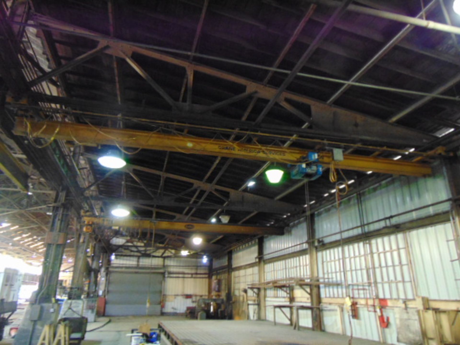 SINGLE GIRDER OVERHEAD BRIDGE CRANE, CRANE AMERICA SERVICES 2 T. X APPROX. 30’ SPAN, underhung, sgl.