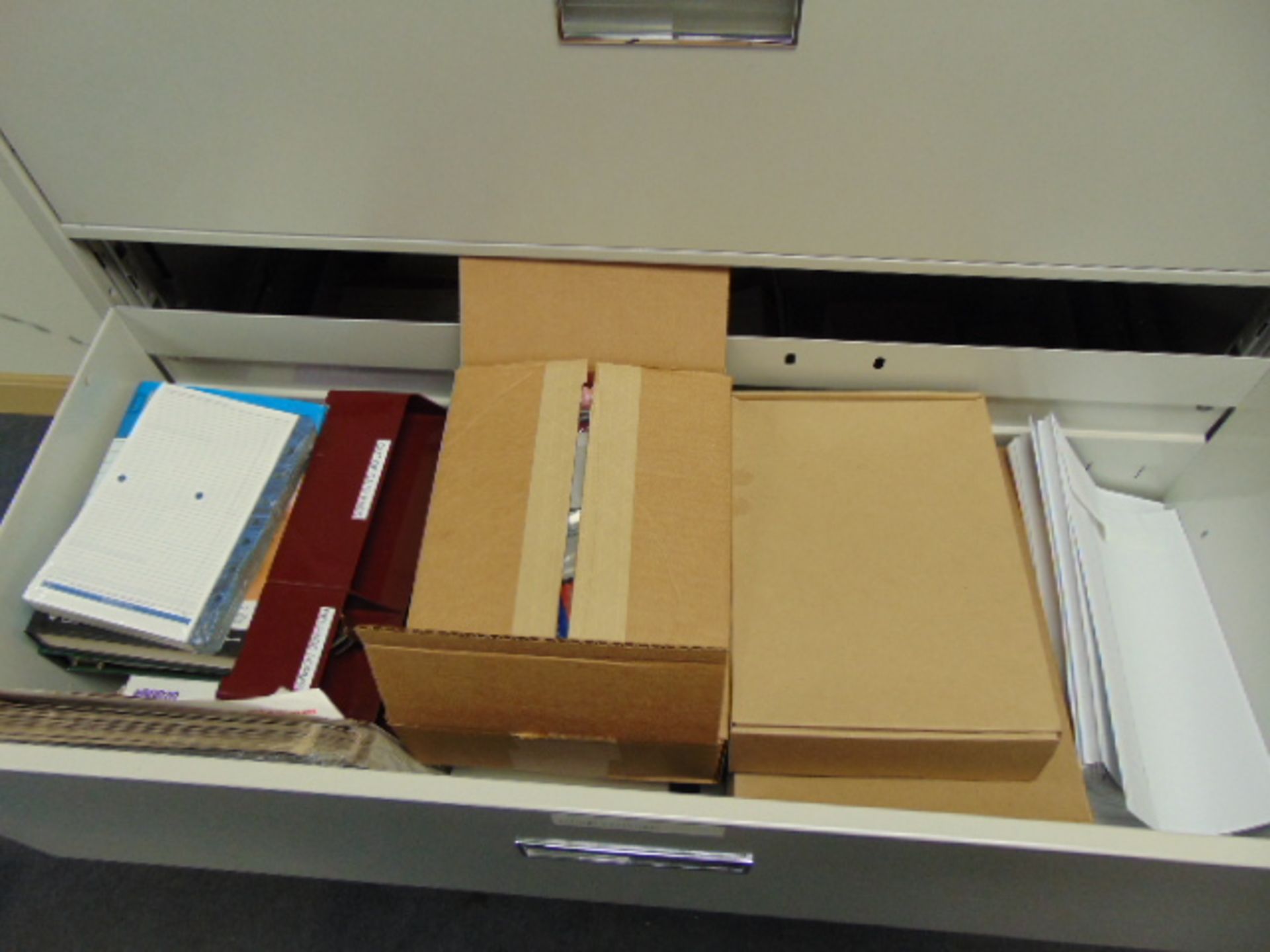 LOT OF LATERIAL FILE CABINETS (4), w/office supplies - Image 5 of 14
