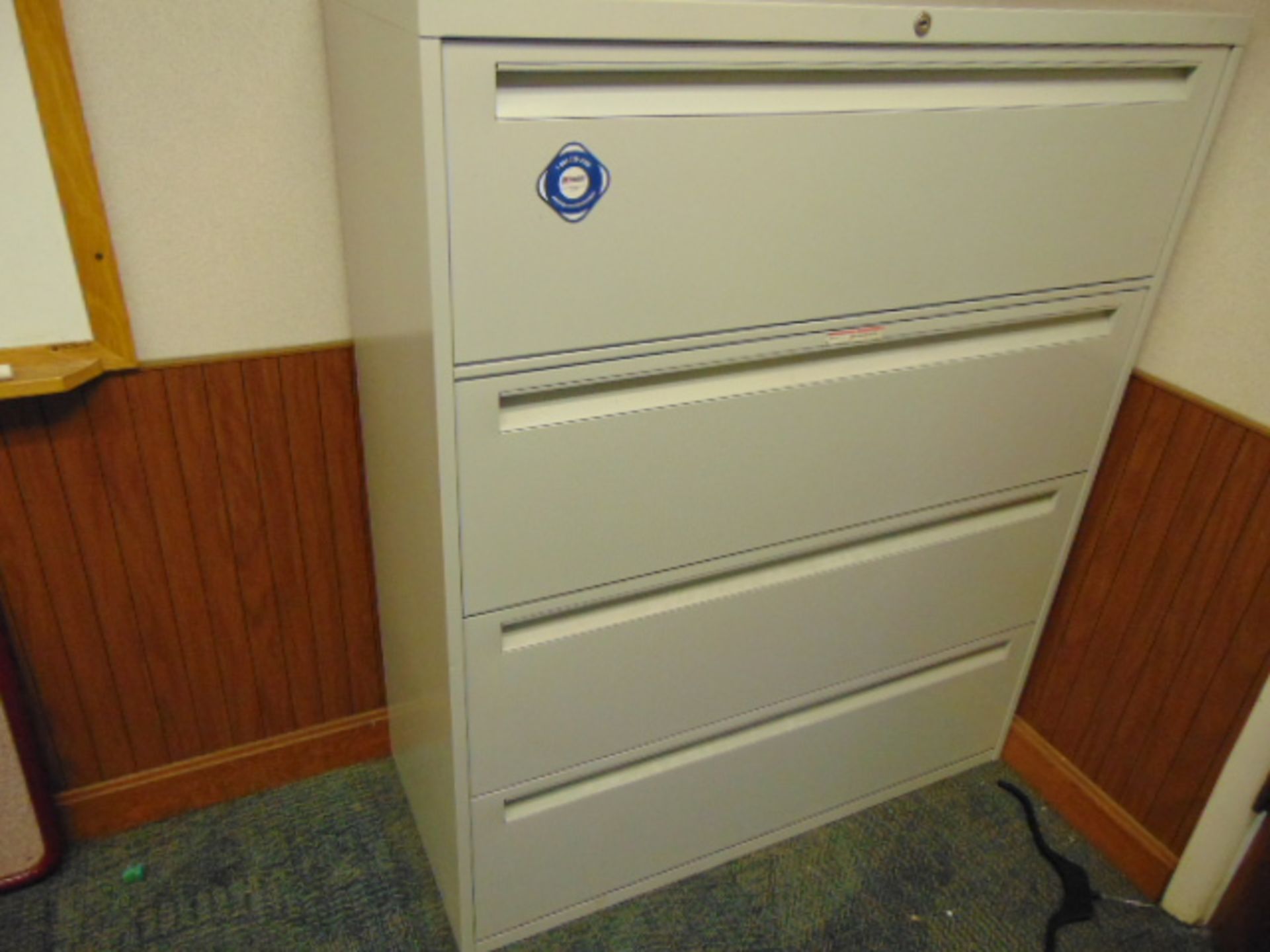 LOT CONSISTING OF: wood desk, credenza, round table, lateral file cabinet & (9) chairs - Image 2 of 3