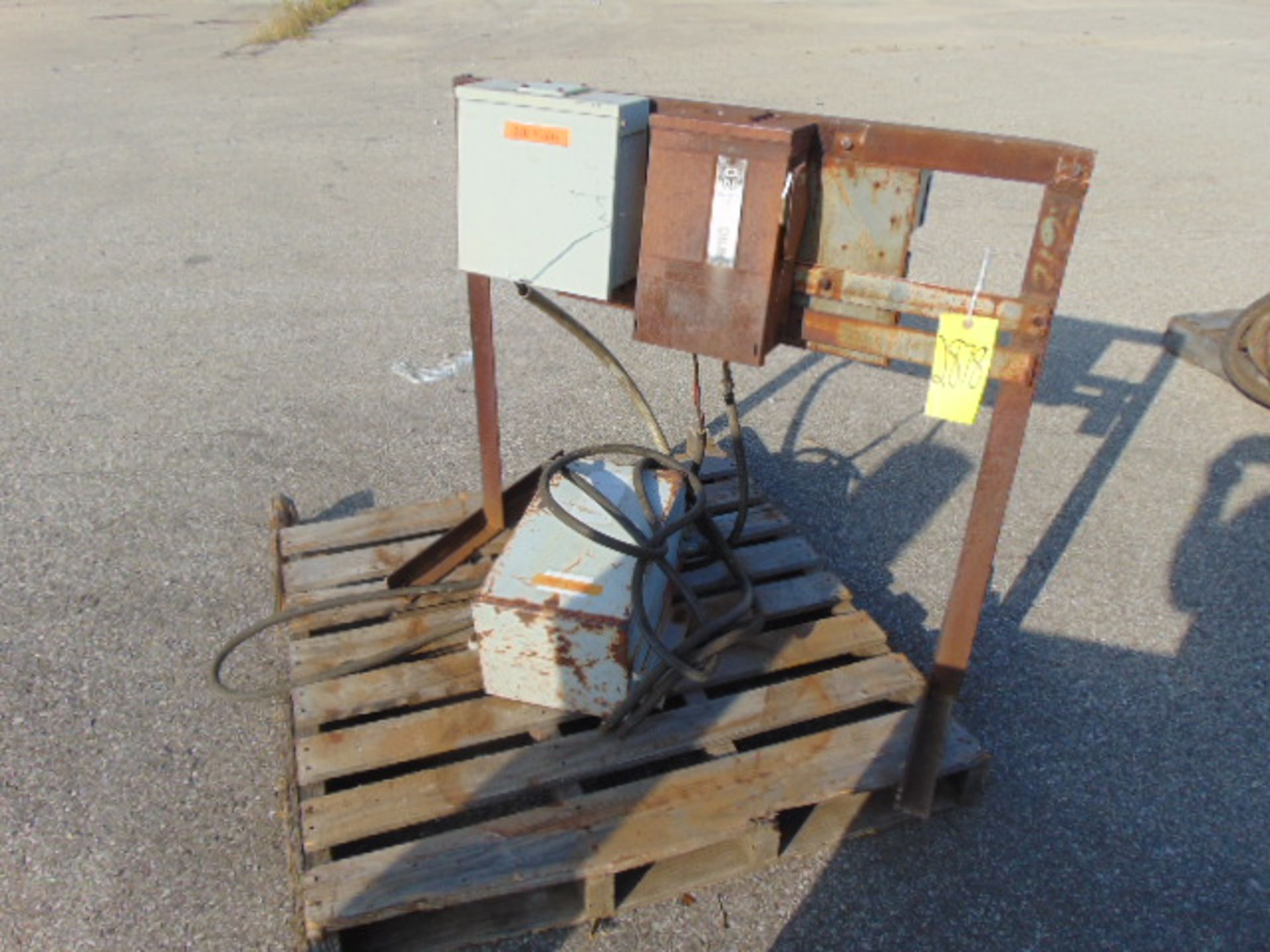 LOT OF OUTDOOR ELECTRIC PORTABLE SUB-STATIONS, w/disconnect boxes & assorted transformers - Image 6 of 6