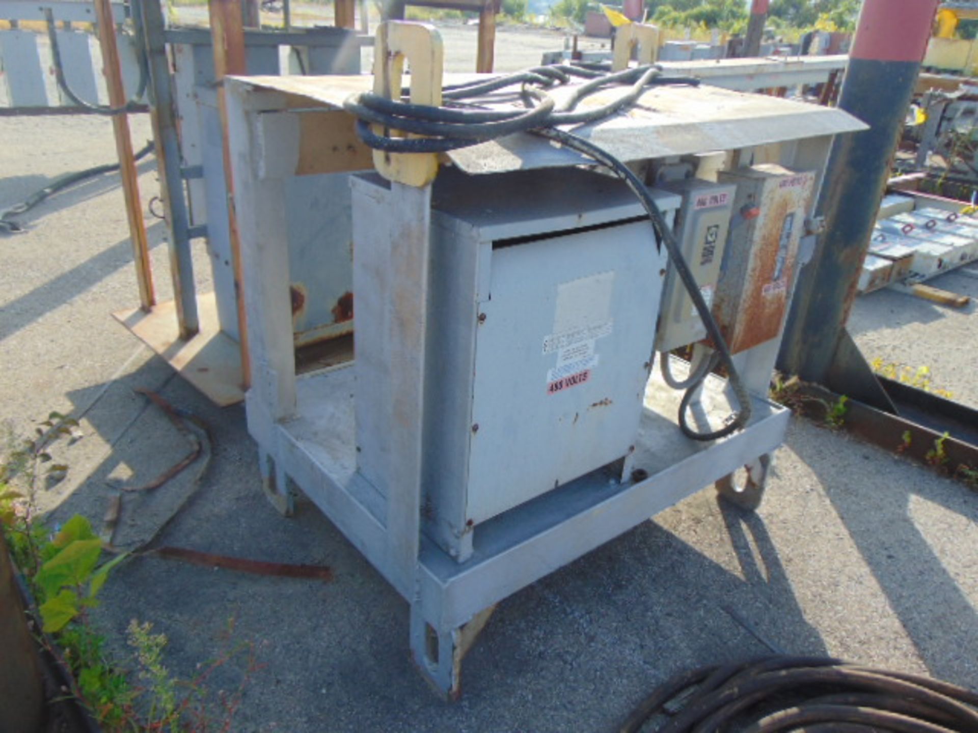 LOT OF OUTDOOR ELECTRIC PORTABLE SUB-STATIONS, w/disconnect boxes & assorted transformers - Image 3 of 6