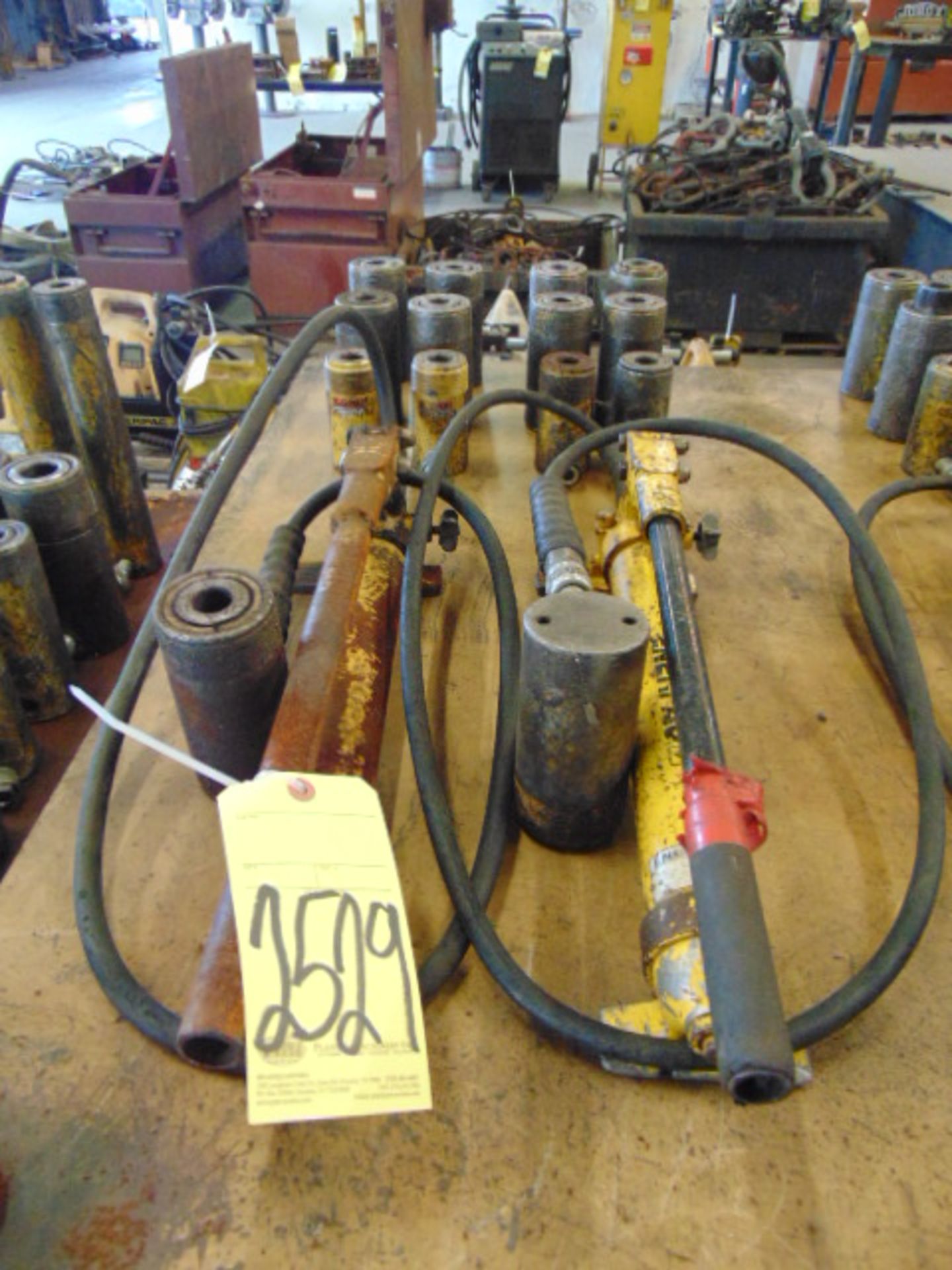 LOT OF HAND PUMPS, ENERPAC, w/(14) jacks