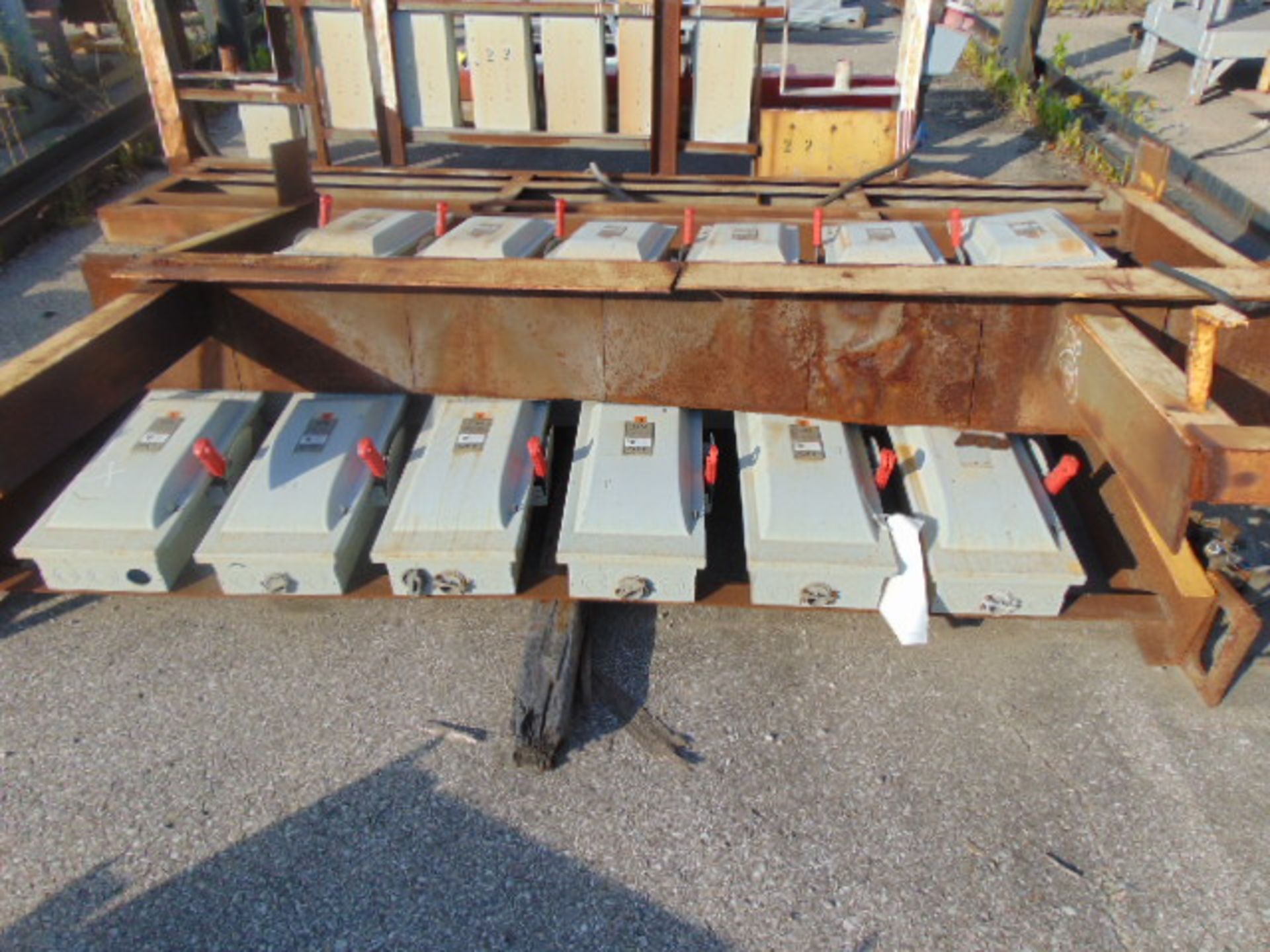 LOT CONSISTING OF: disconnect boxes & misc. electrical, assorted (in one row) - Image 3 of 11