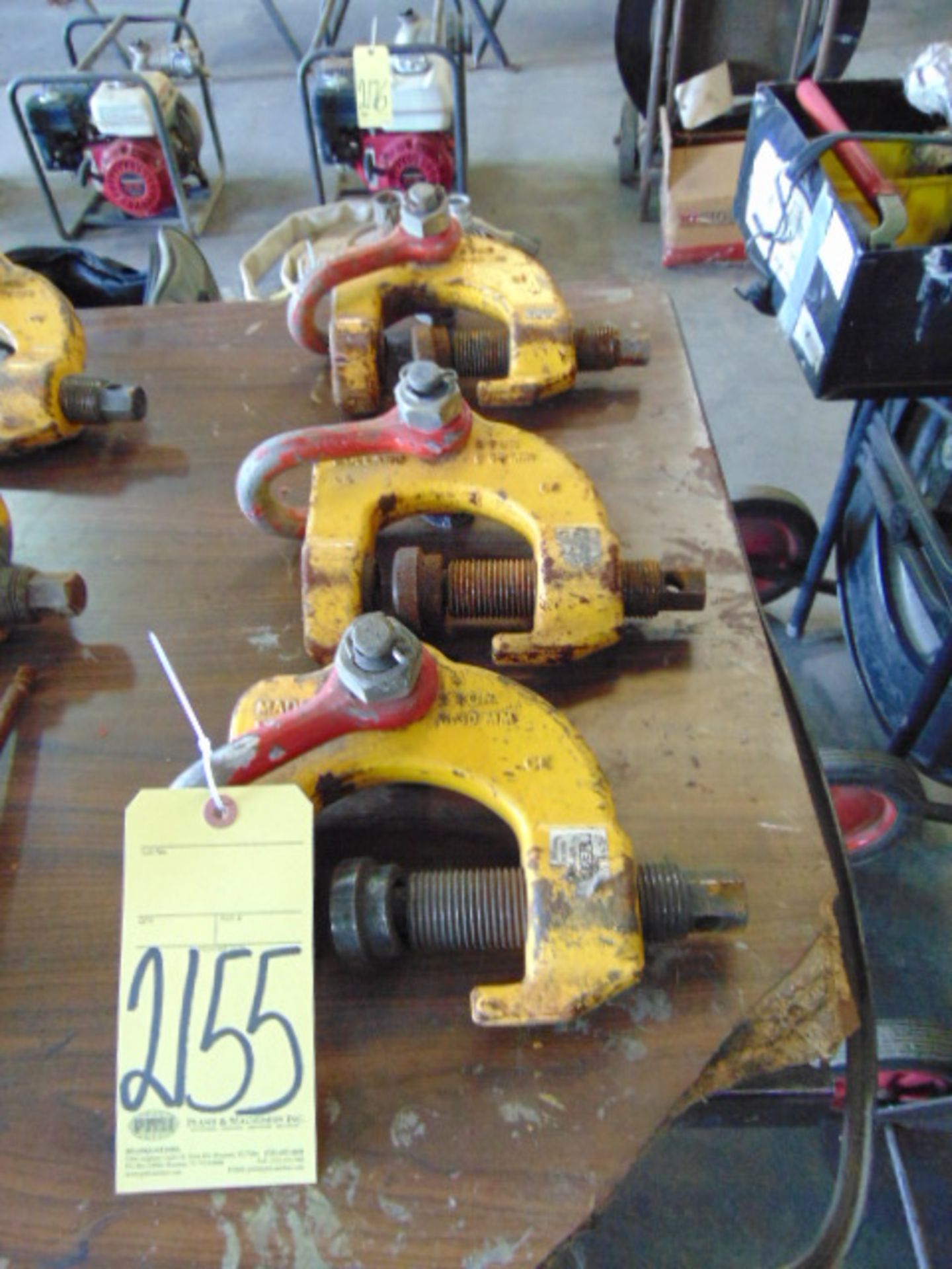 LOT OF PLATE LIFTS (3) SCREW TYPE, TERRIER, 3 T. CAP.