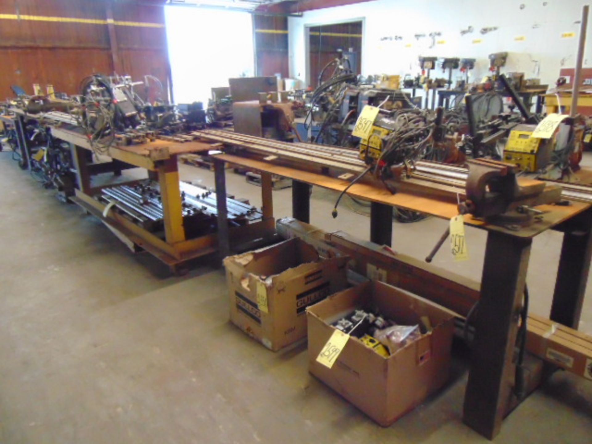 LOT OF STEEL WELDING TABLES (4), assorted (cannot be removed until contents have been taken)