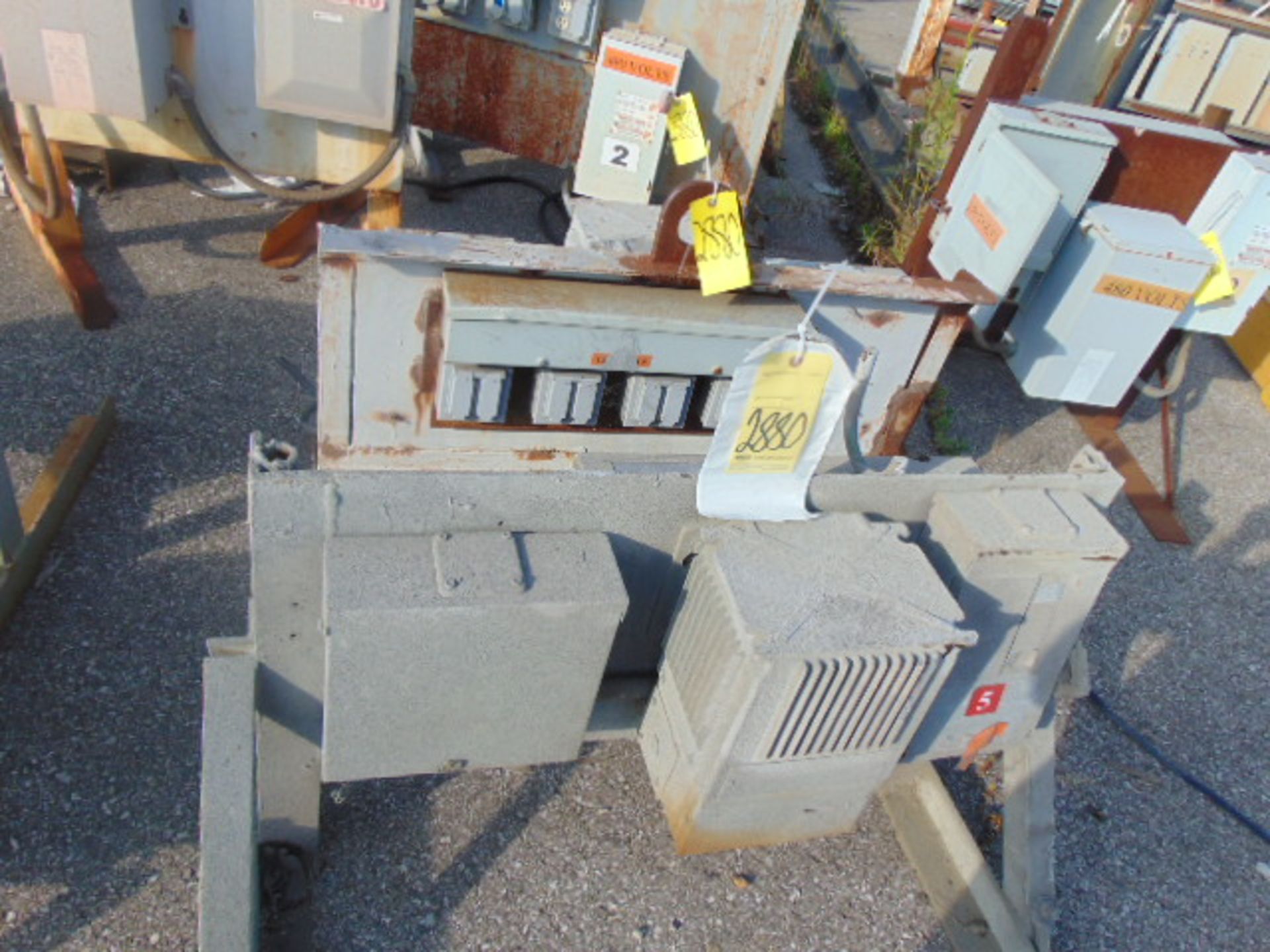 LOT OF OUTDOOR ELECTRIC PORTABLE SUB-STATIONS, w/disconnect boxes & assorted transformers - Image 2 of 13