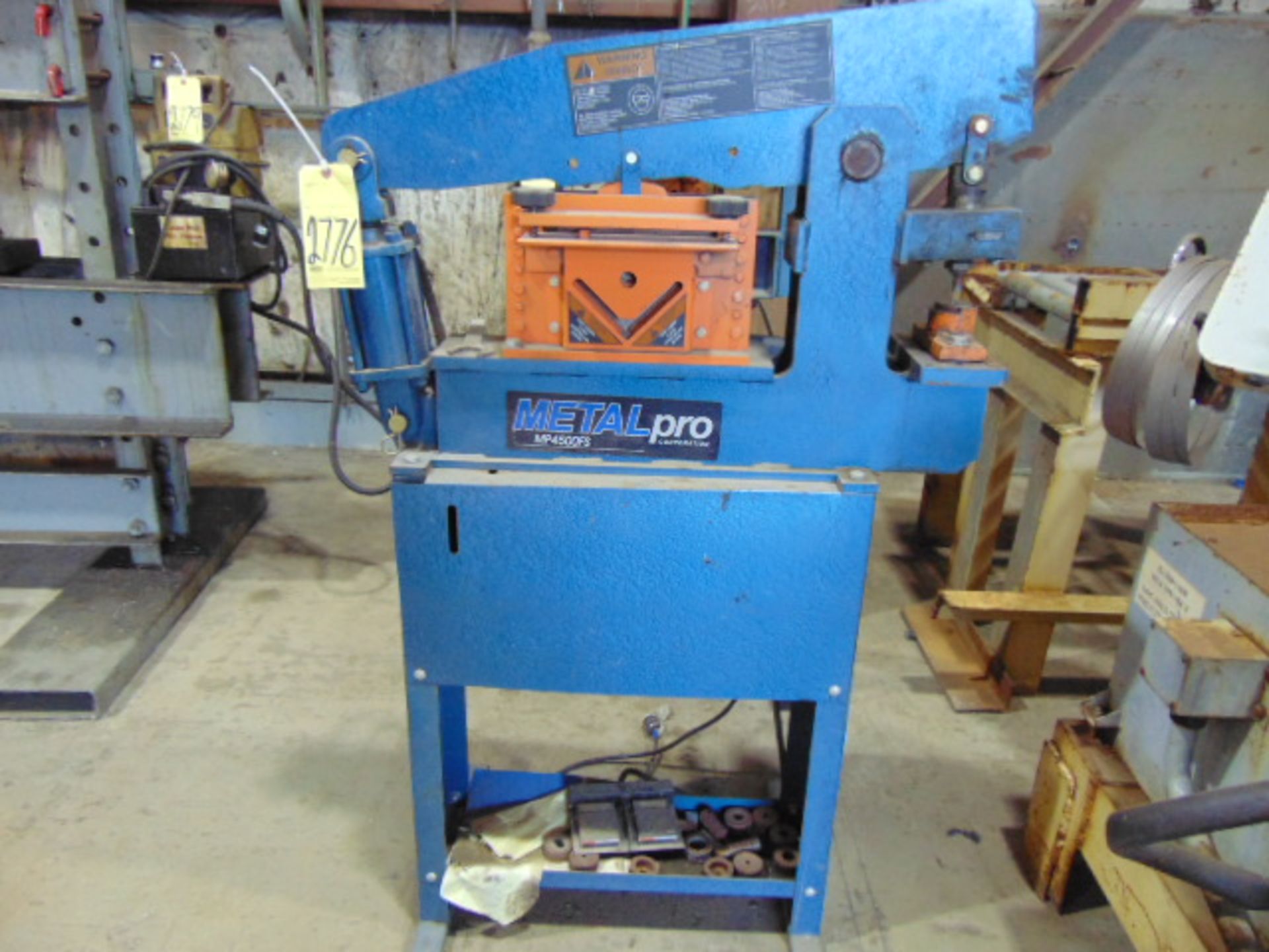 HYDRAULIC IRONWORKER, METAL PRO MDL. 4500FS, 4” x 4” x ¼” angle shear, ¼” x 8” bar shear, ¾” rod