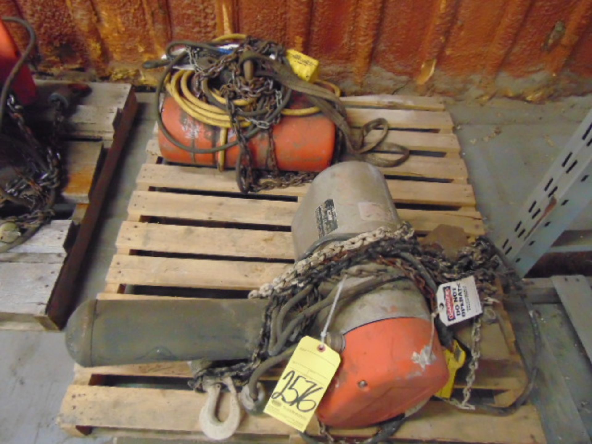 LOT OF CHAIN HOISTS (2), CM 1 T. CAP.