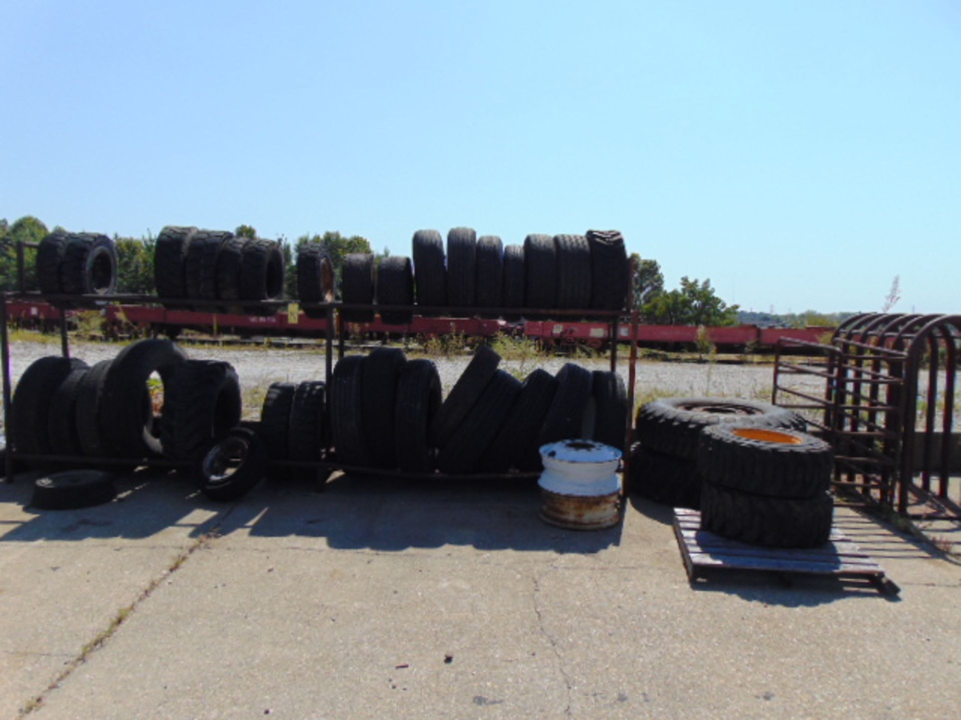 LOT CONSISTING OF: tires & rims, w/(3) racks, assorted