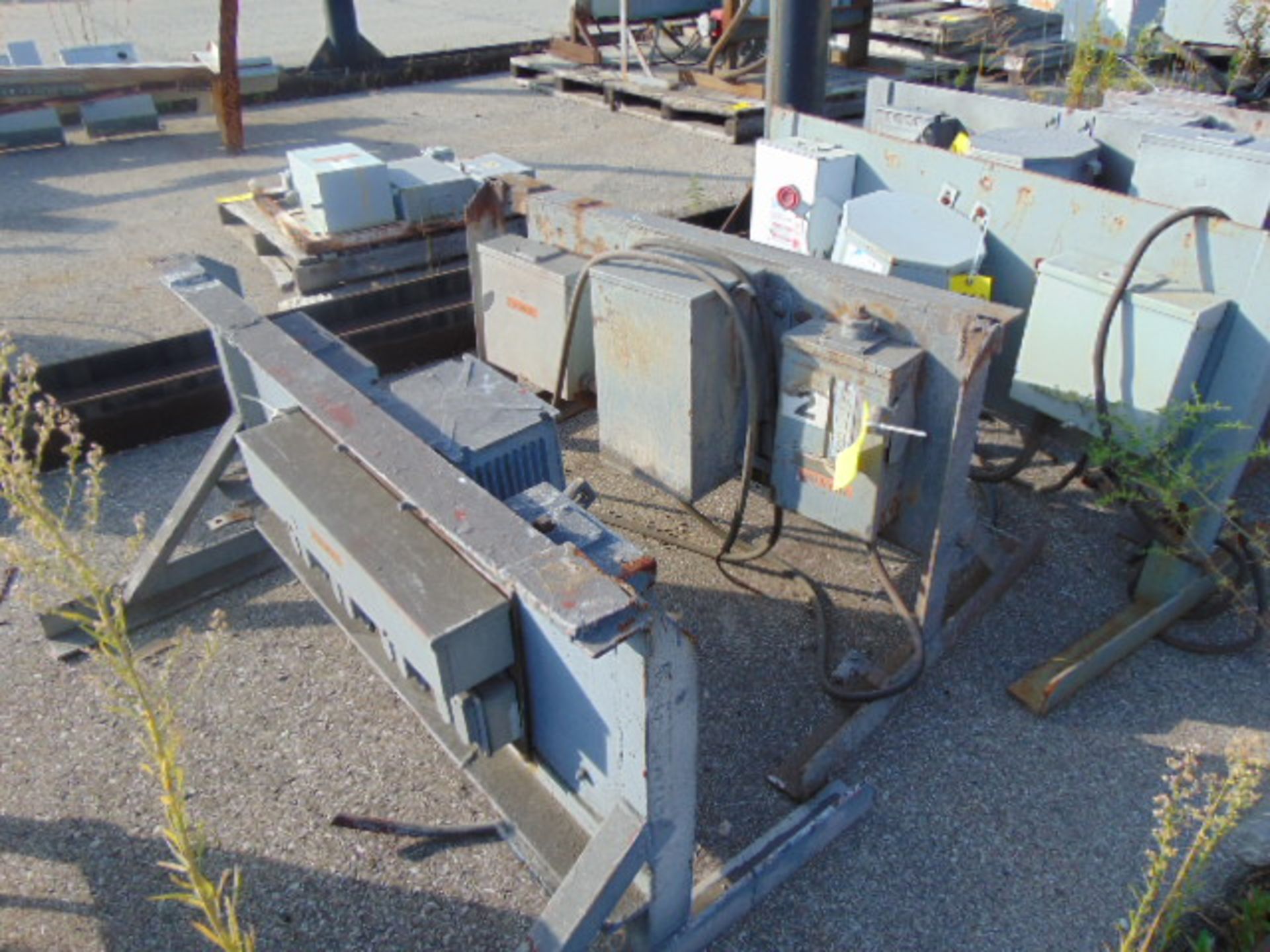 LOT OF OUTDOOR ELECTRIC PORTABLE SUB-STATIONS, w/disconnect boxes & assorted transformers - Image 6 of 13