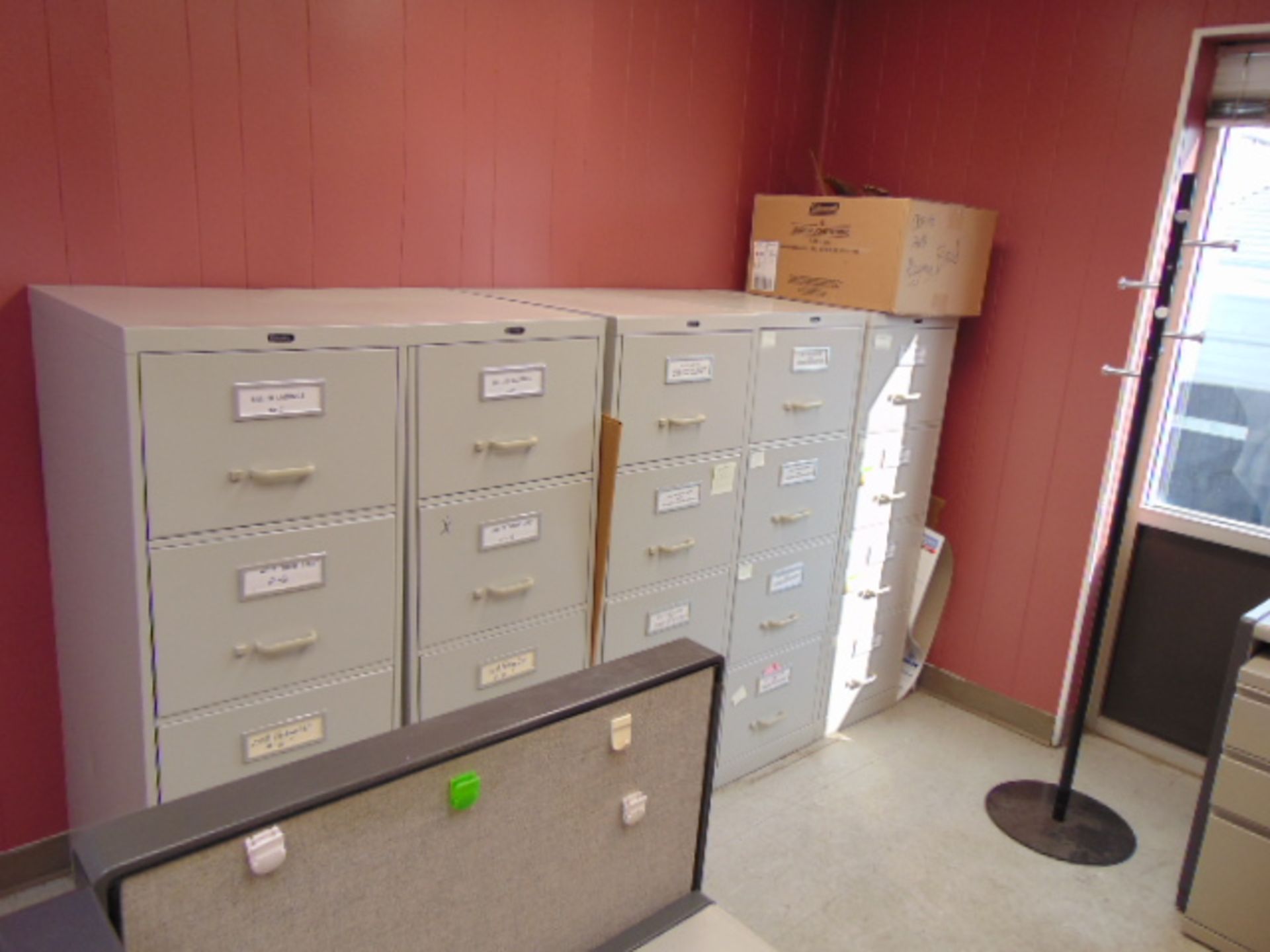 LOT CONSISTING OF: office cubicle, w/(7) file cabinets, assorted (does not include refrigerator or - Image 2 of 3