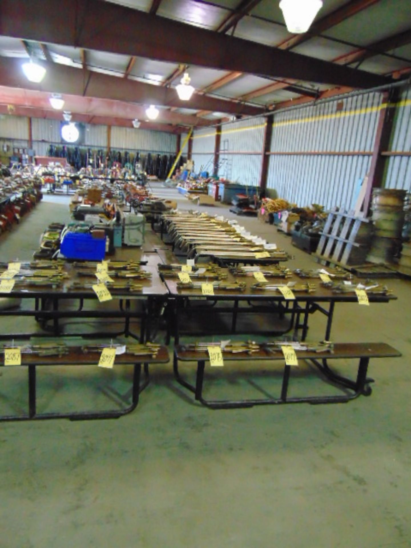 LOT CONSISTING OF: (12) folding lunch tables & (3) folding leg tables (cannot be removed until