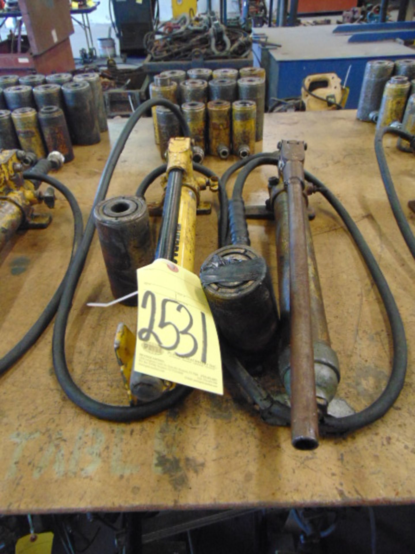 LOT OF HAND PUMPS, ENERPAC, w/(14) jacks